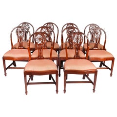Vintage Set 10 English Mahogany Regency Dining Chairs Mid 20th Century