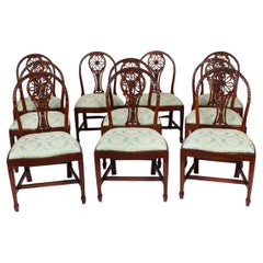 Vintage Set 10 English Mahogany Regency Dining Chairs Mid 20th Century