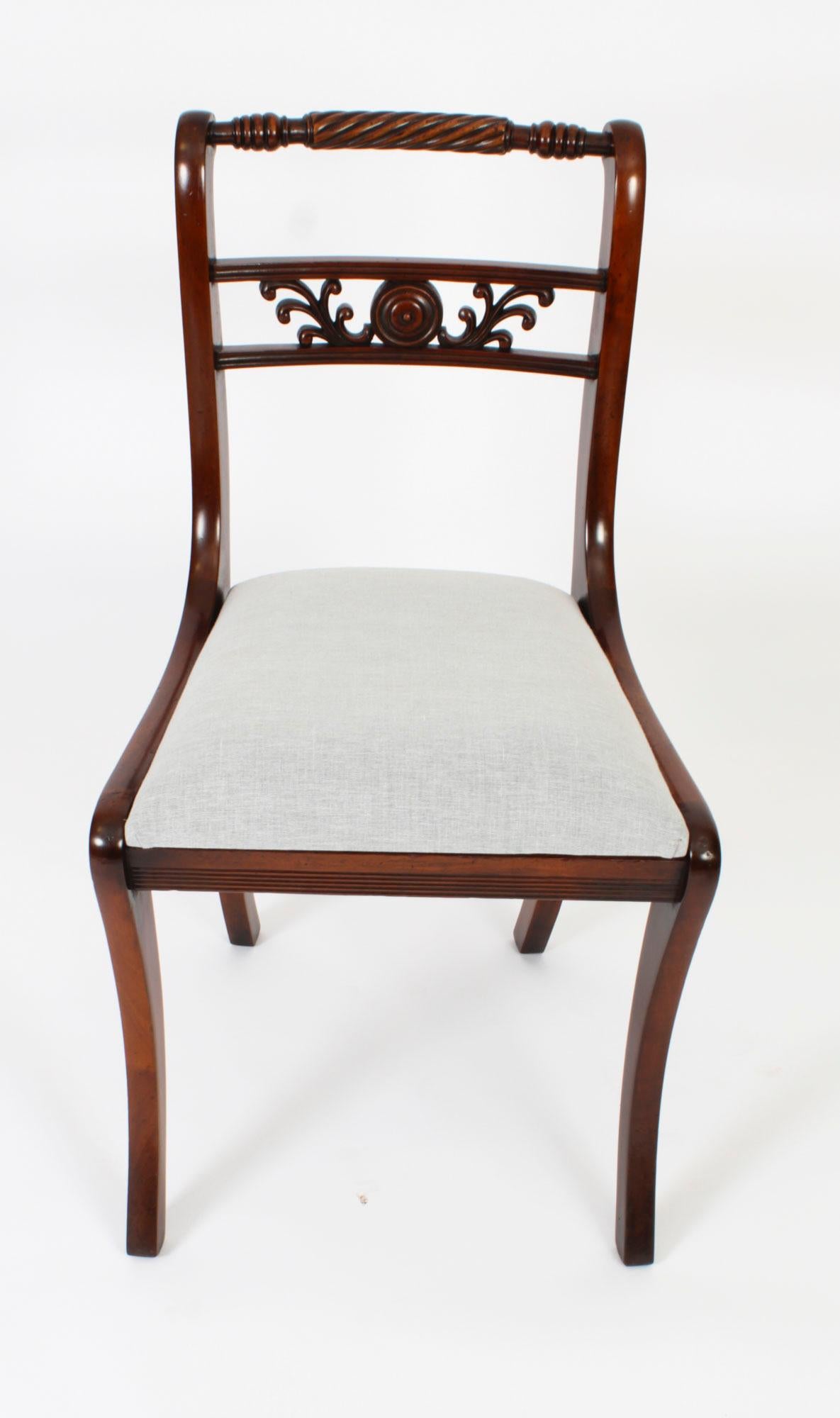Vintage Set 10 English Regency Revival Rope Back Dining Chairs 20th Century In Good Condition In London, GB