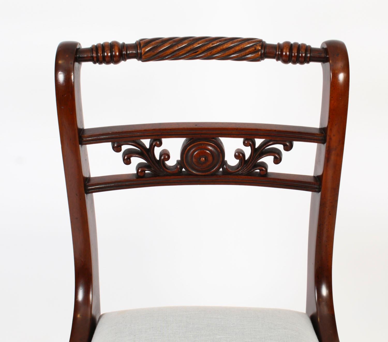 Wood Vintage Set 10 English Regency Revival Rope Back Dining Chairs 20th Century
