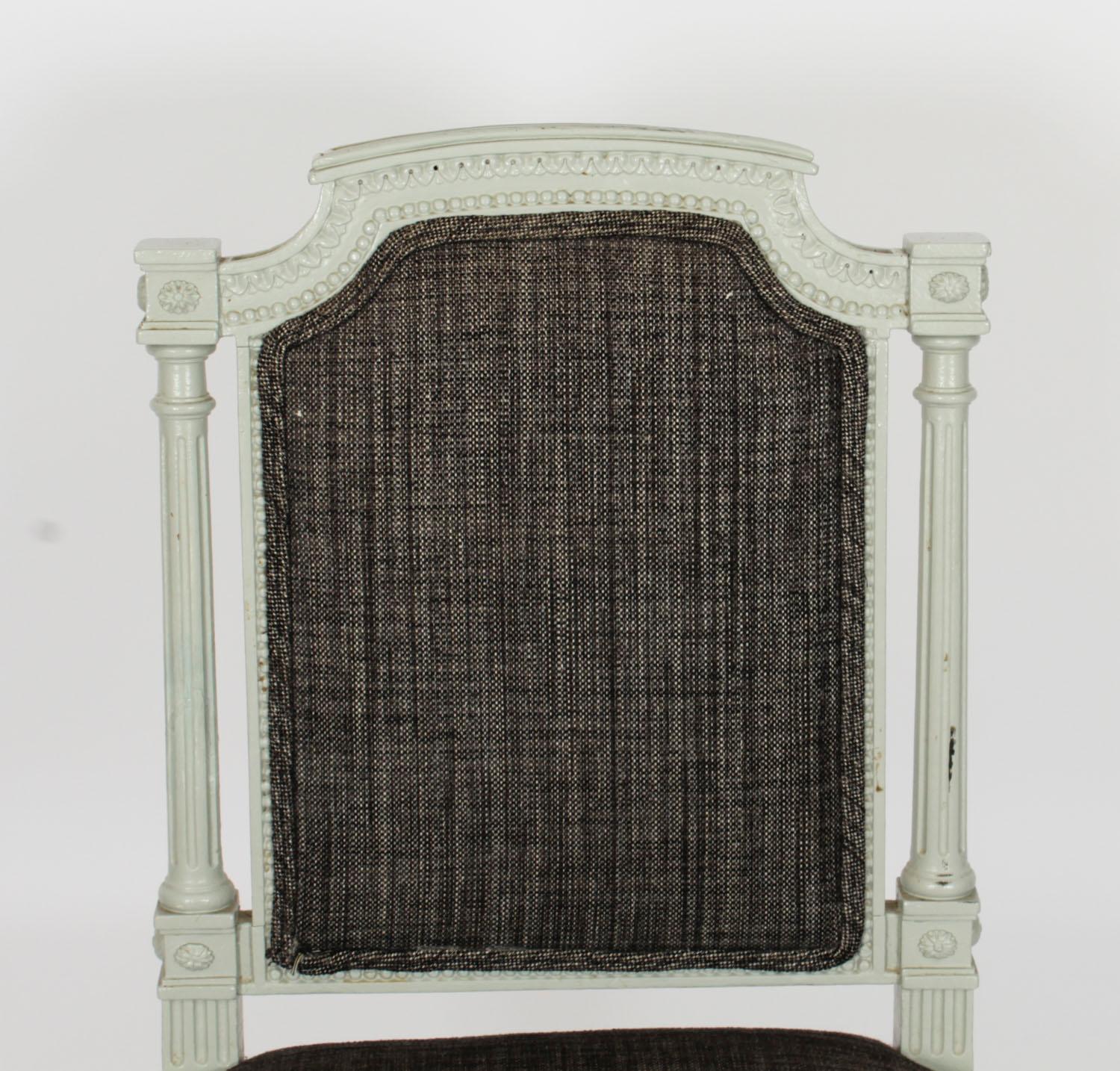 Vintage Satz 10 Louis XVI Revive Blau Grau Gemalt Esszimmerstühle 20. Jahrhundert im Zustand „Gut“ im Angebot in London, GB