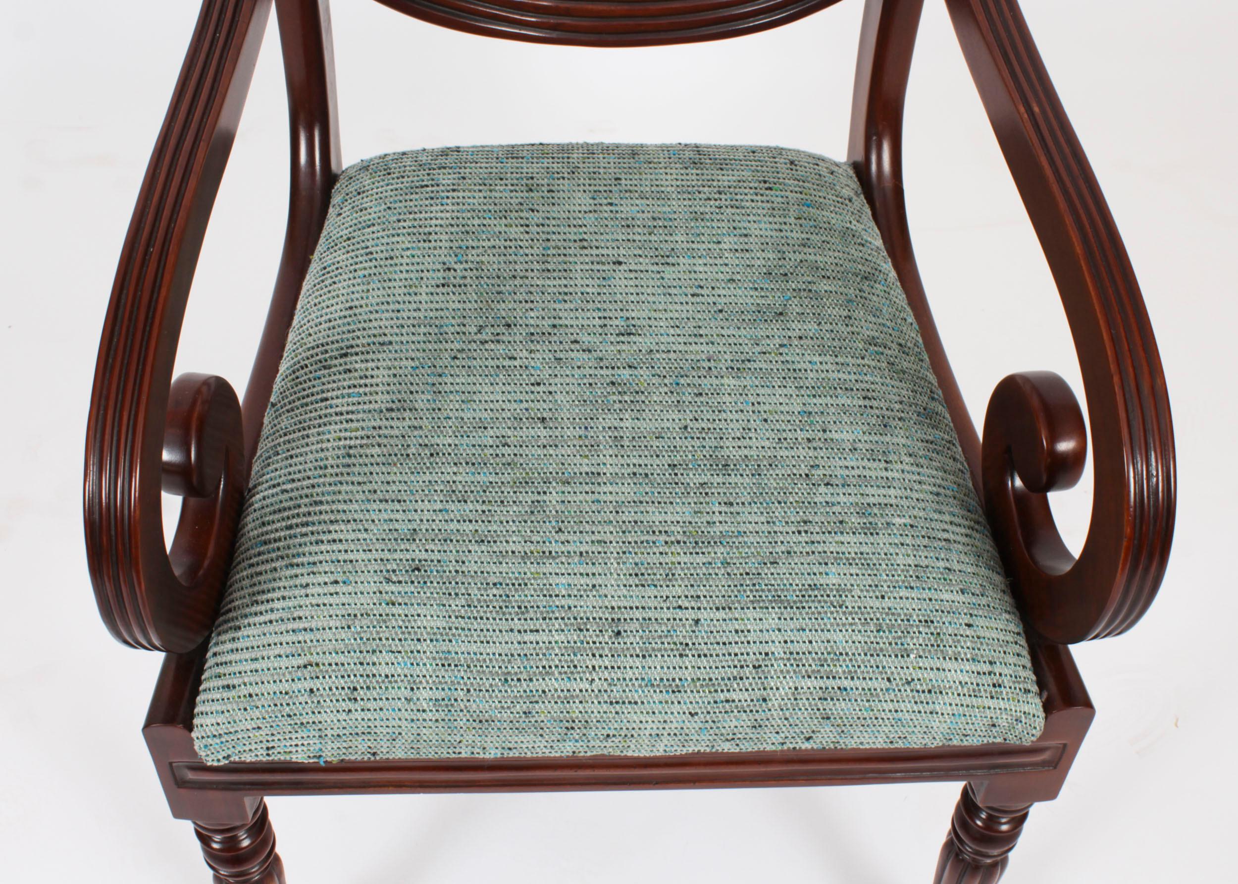Vintage Set 10 chaises de salle à manger Regency Revive à dossier traînant 20ème siècle 6