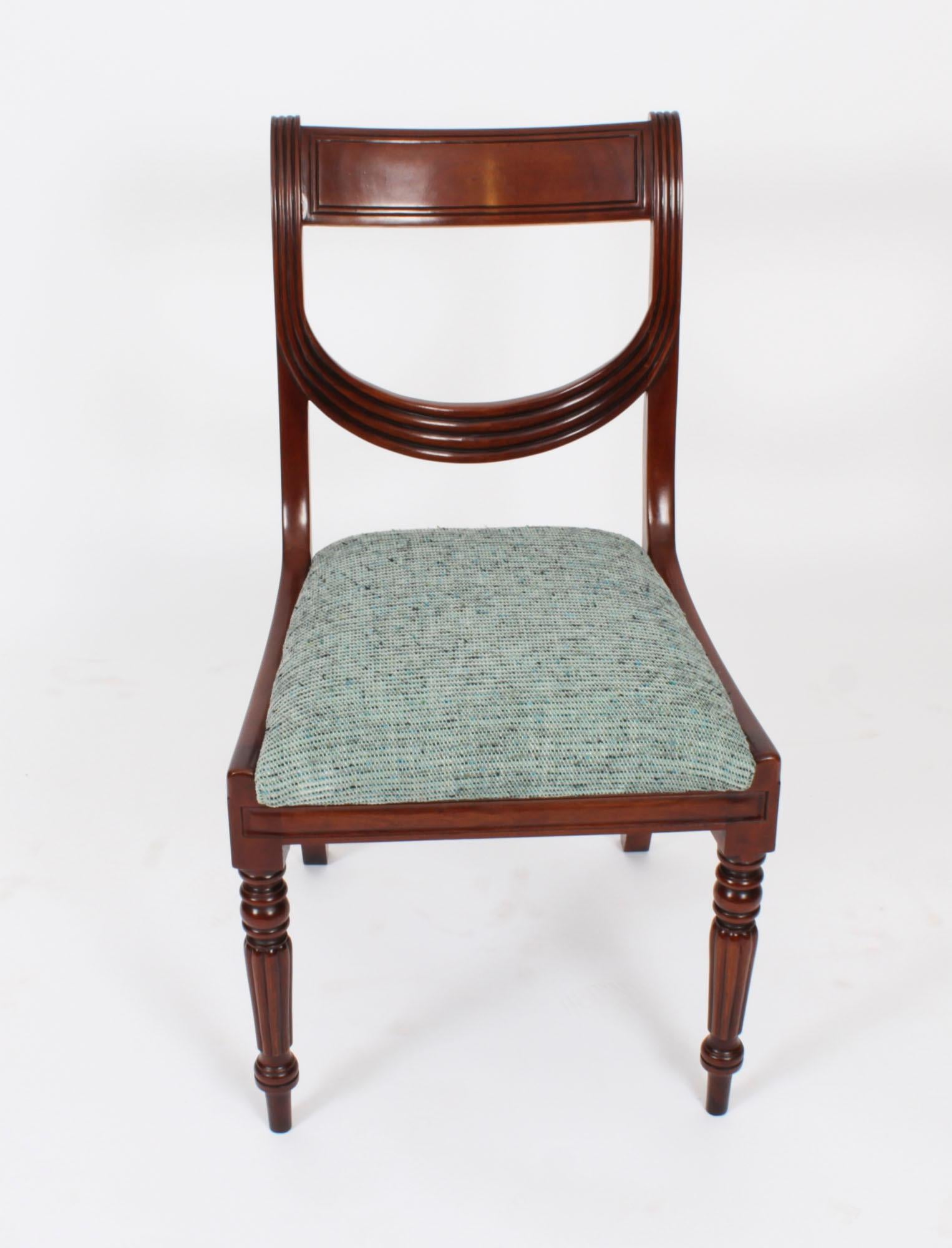 English Vintage Set 10 Regency Revival Swag back Dining Chairs 20th Century