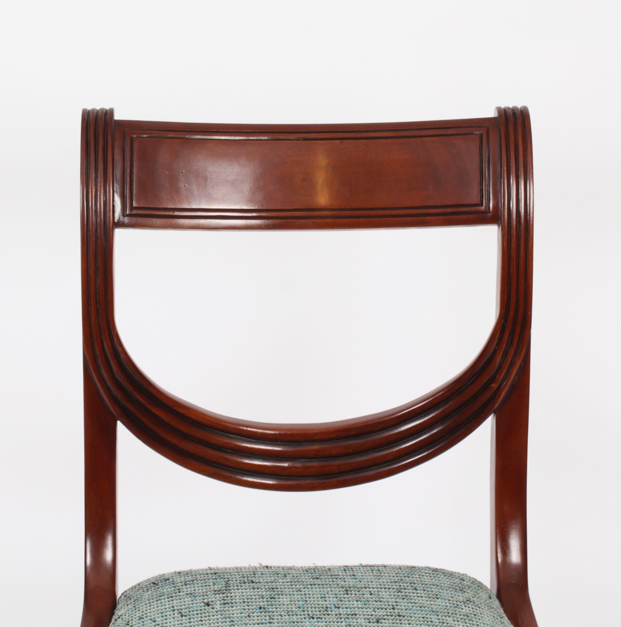Vintage Set 10 chaises de salle à manger Regency Revive à dossier traînant 20ème siècle Bon état à London, GB