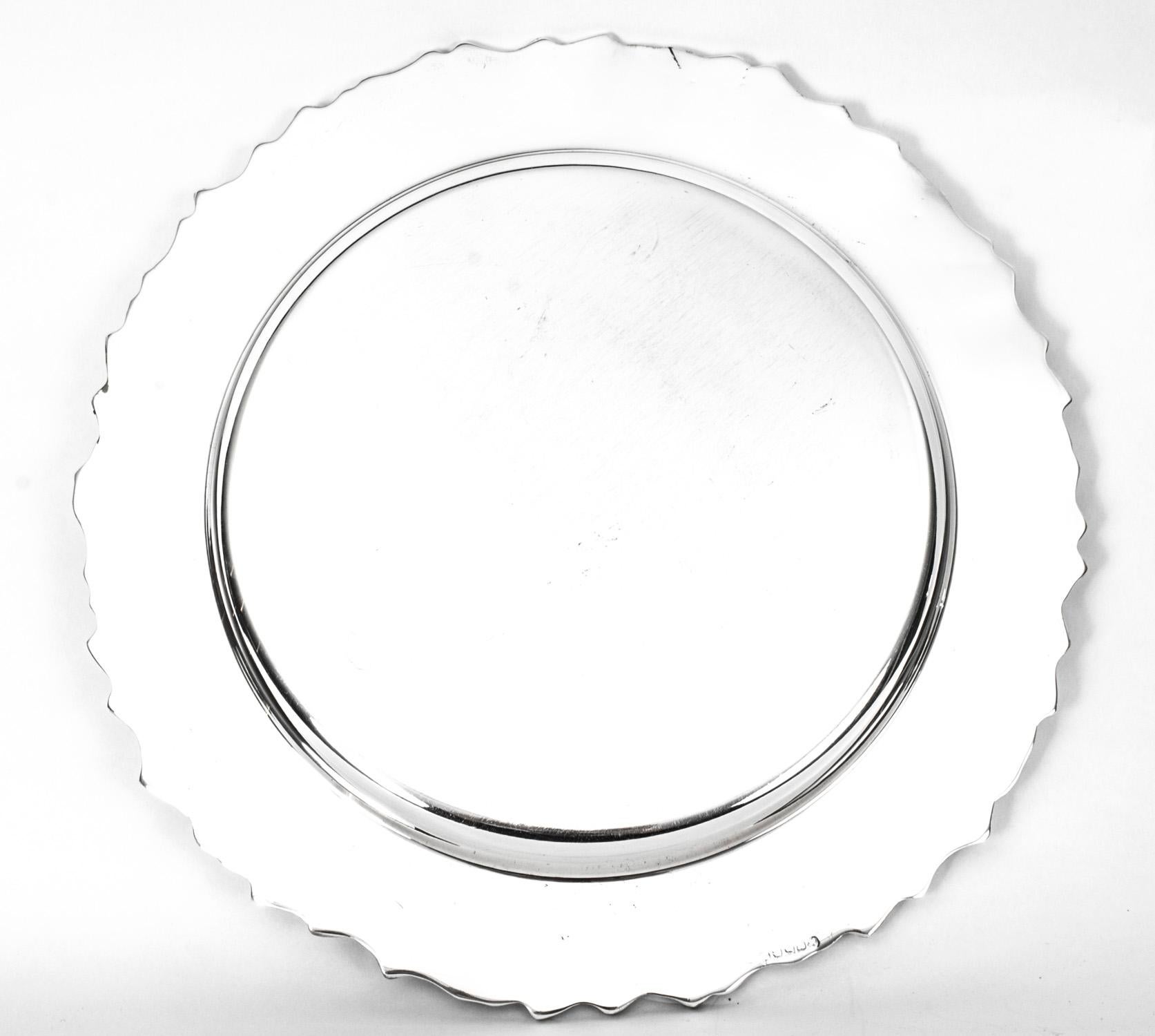 Vintage Set 12 Beautiful Silver Plated Under Plates Mid 20th C 3