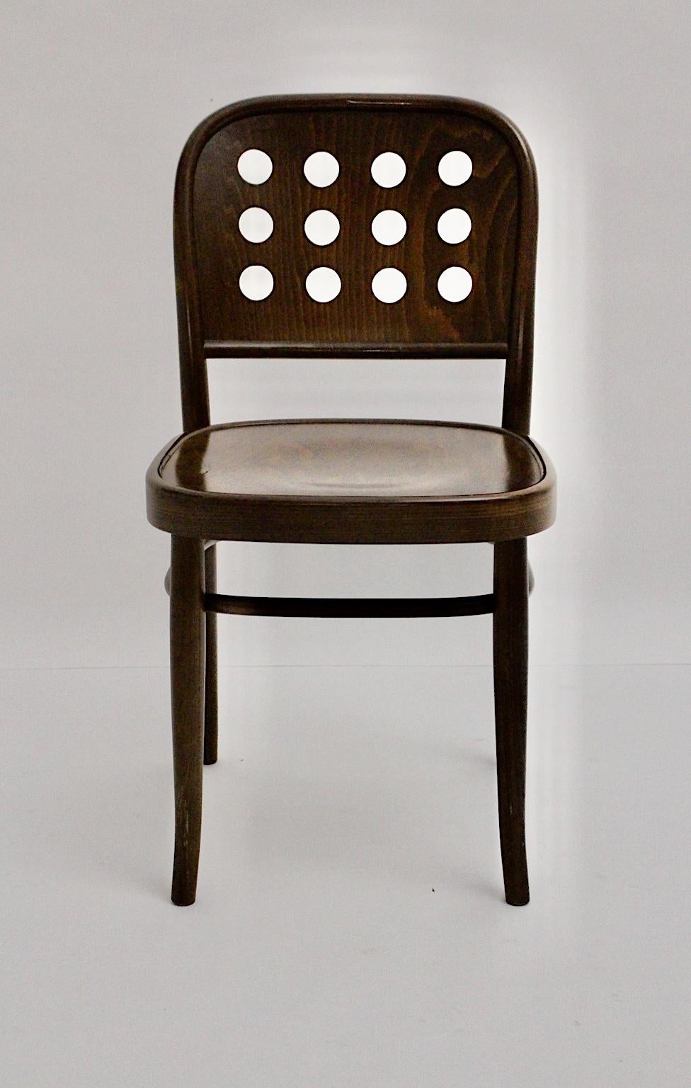 Vintage Set 12 Brown Beech Bentwood Dining Chairs Style Josef Hoffmann 1990s 8