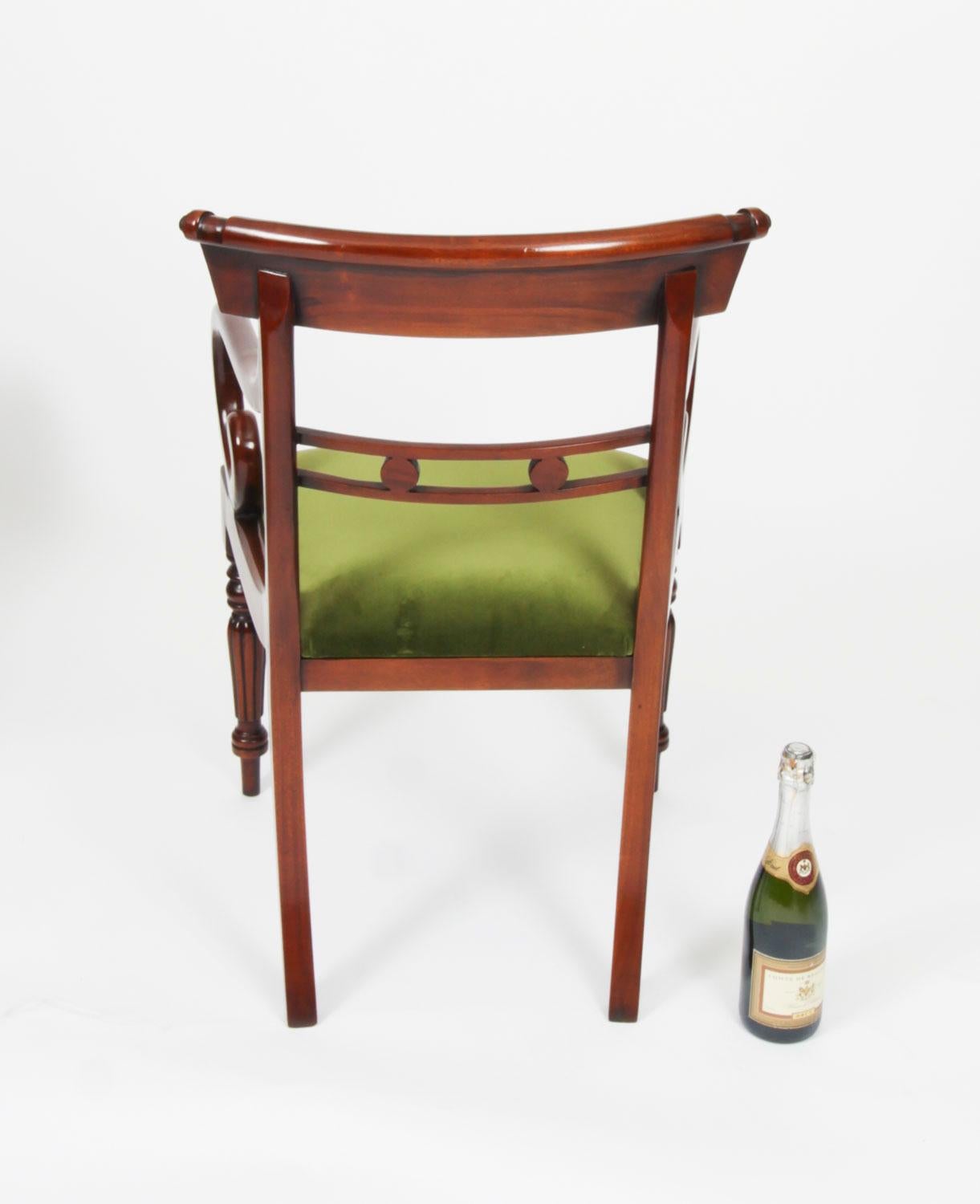 Vintage Set 12 English Regency Revival Bar Back Dining Chairs 20th Century 6
