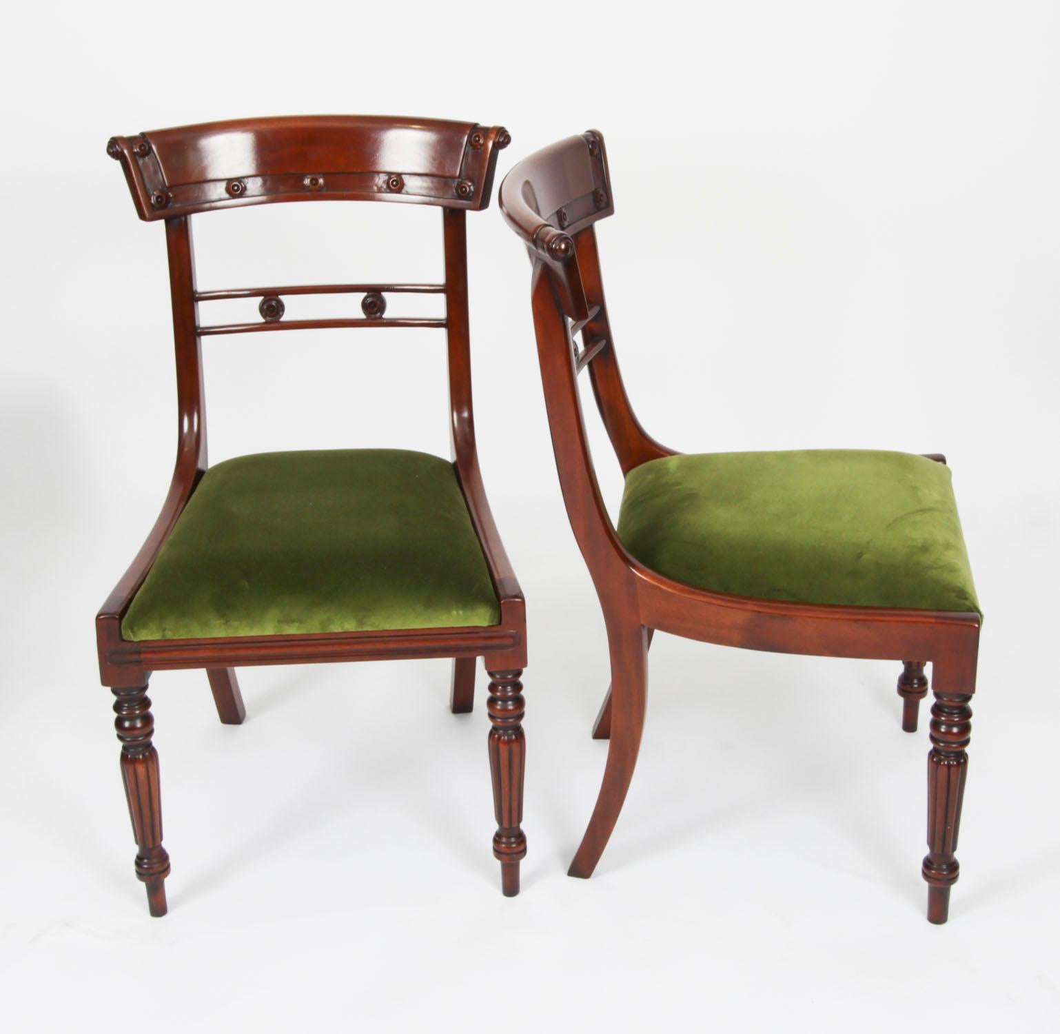 Vintage Set 12 English Regency Revival Bar Back Dining Chairs 20th Century 7