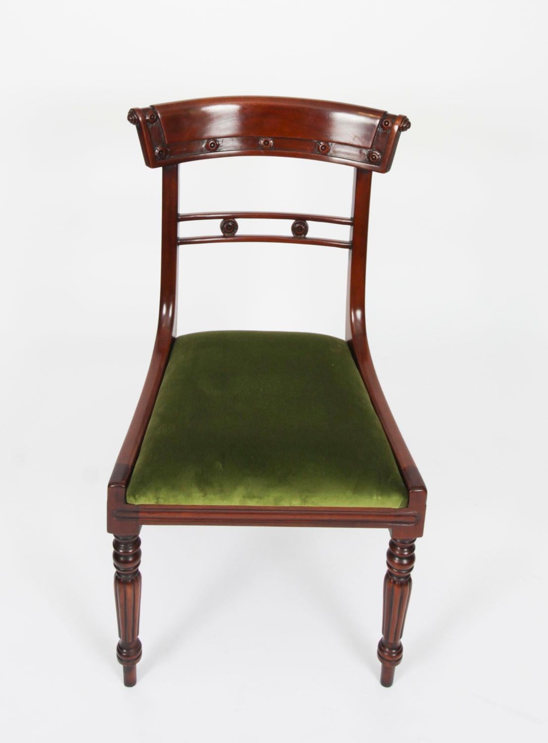 Vintage Set 12 English Regency Revival Bar Back Dining Chairs 20th Century 8