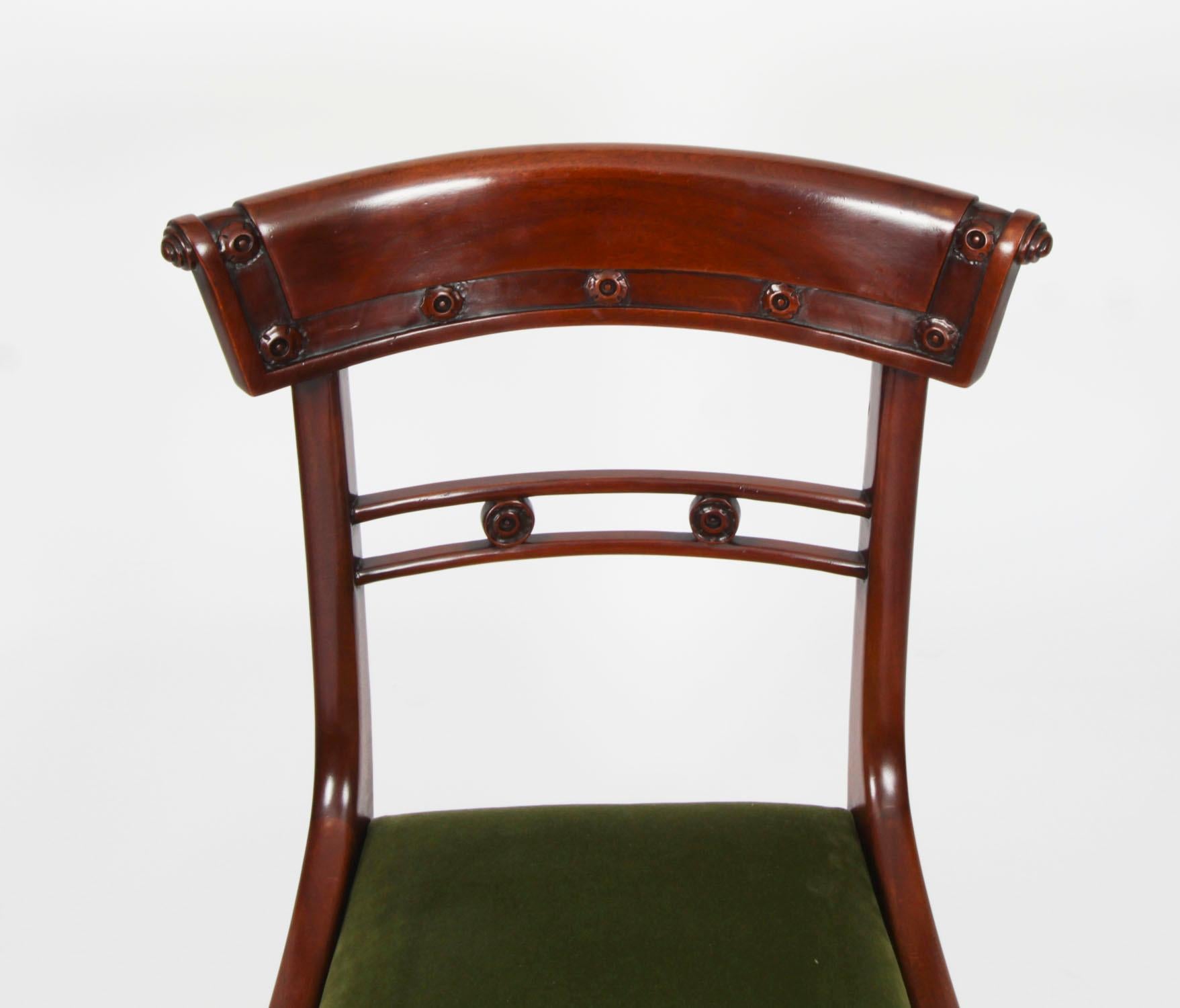 Vintage Set 12 English Regency Revival Bar Back Dining Chairs 20th Century 9