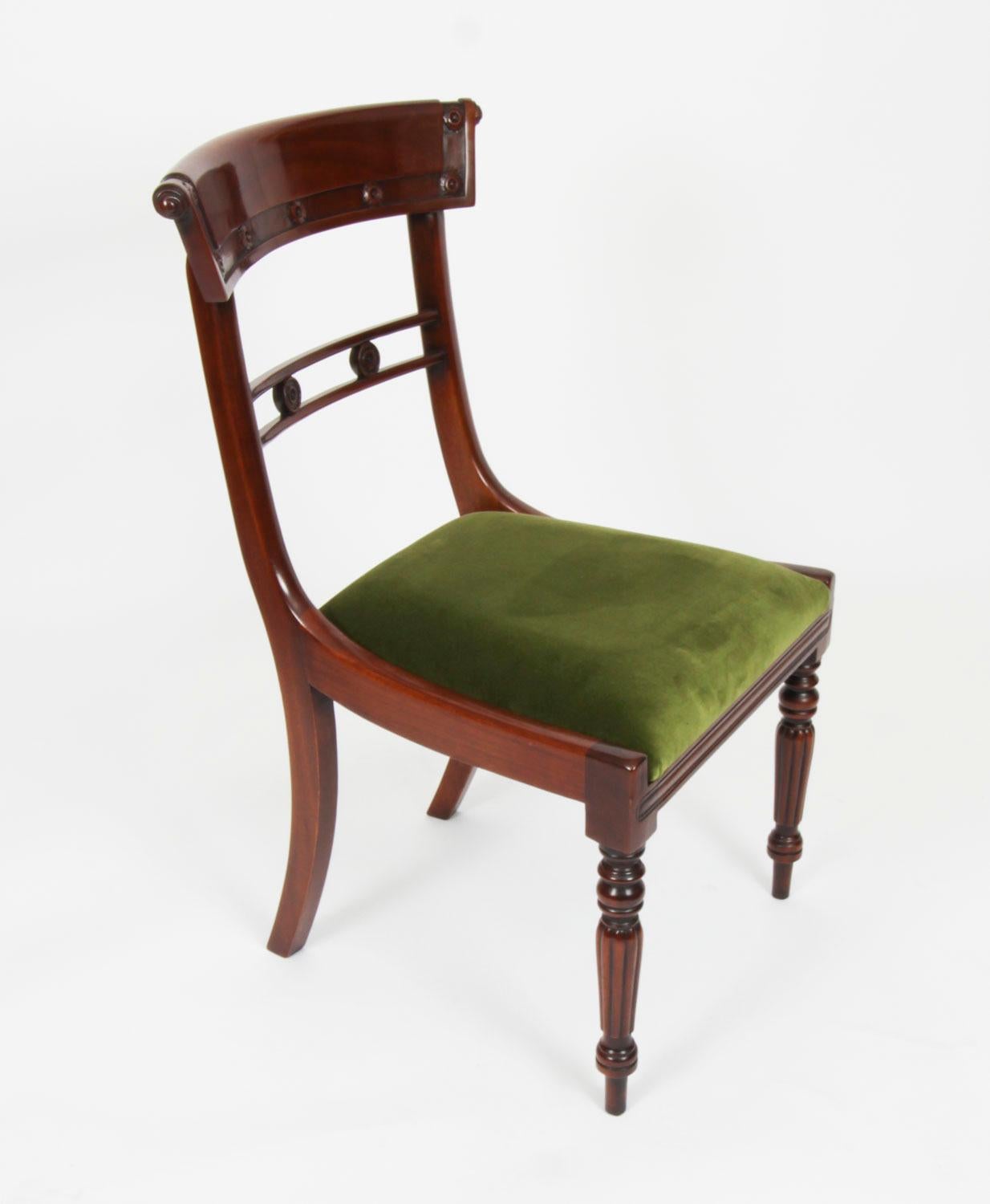 Vintage Set 12 English Regency Revival Bar Back Dining Chairs 20th Century For Sale 13