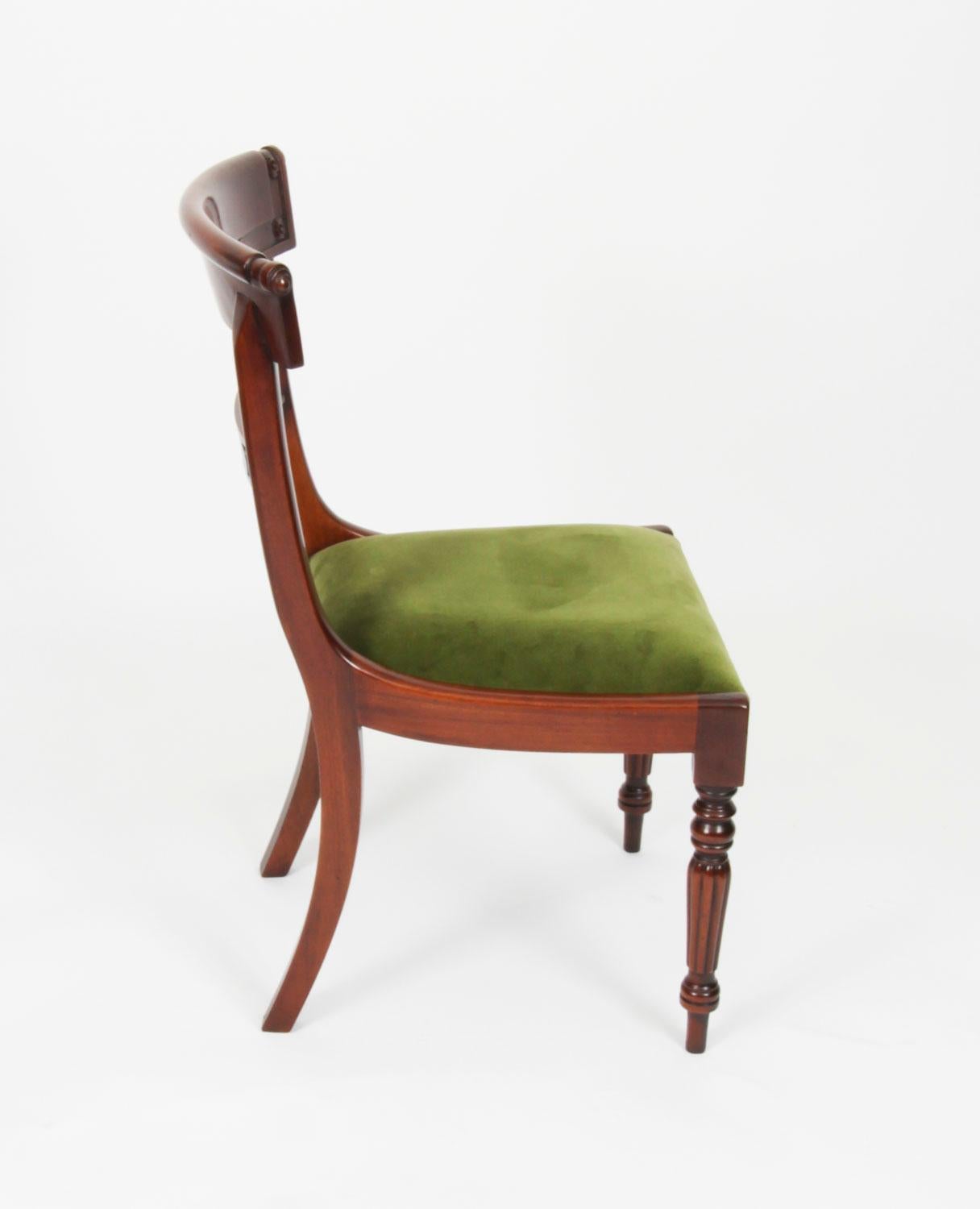 Vintage Set 12 English Regency Revival Bar Back Dining Chairs 20th Century For Sale 15