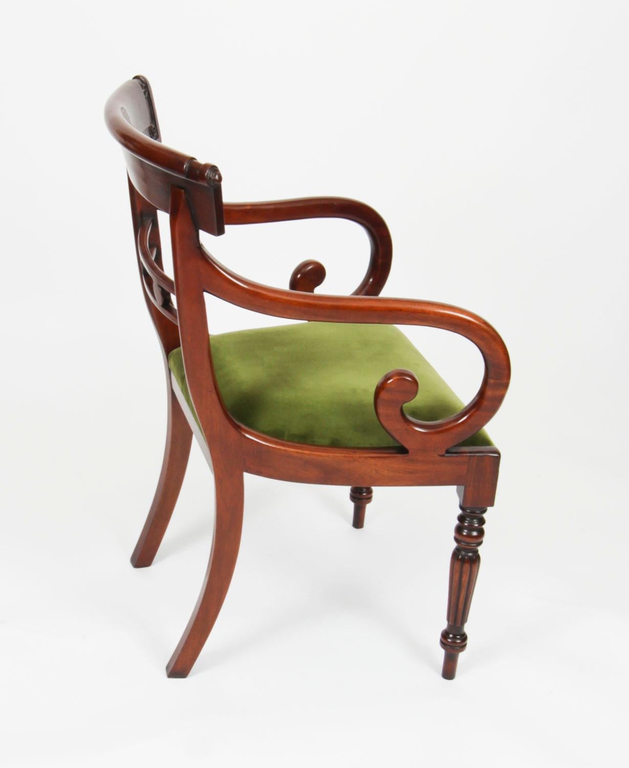 Vintage Set 12 English Regency Revival Bar Back Dining Chairs 20th Century For Sale 5
