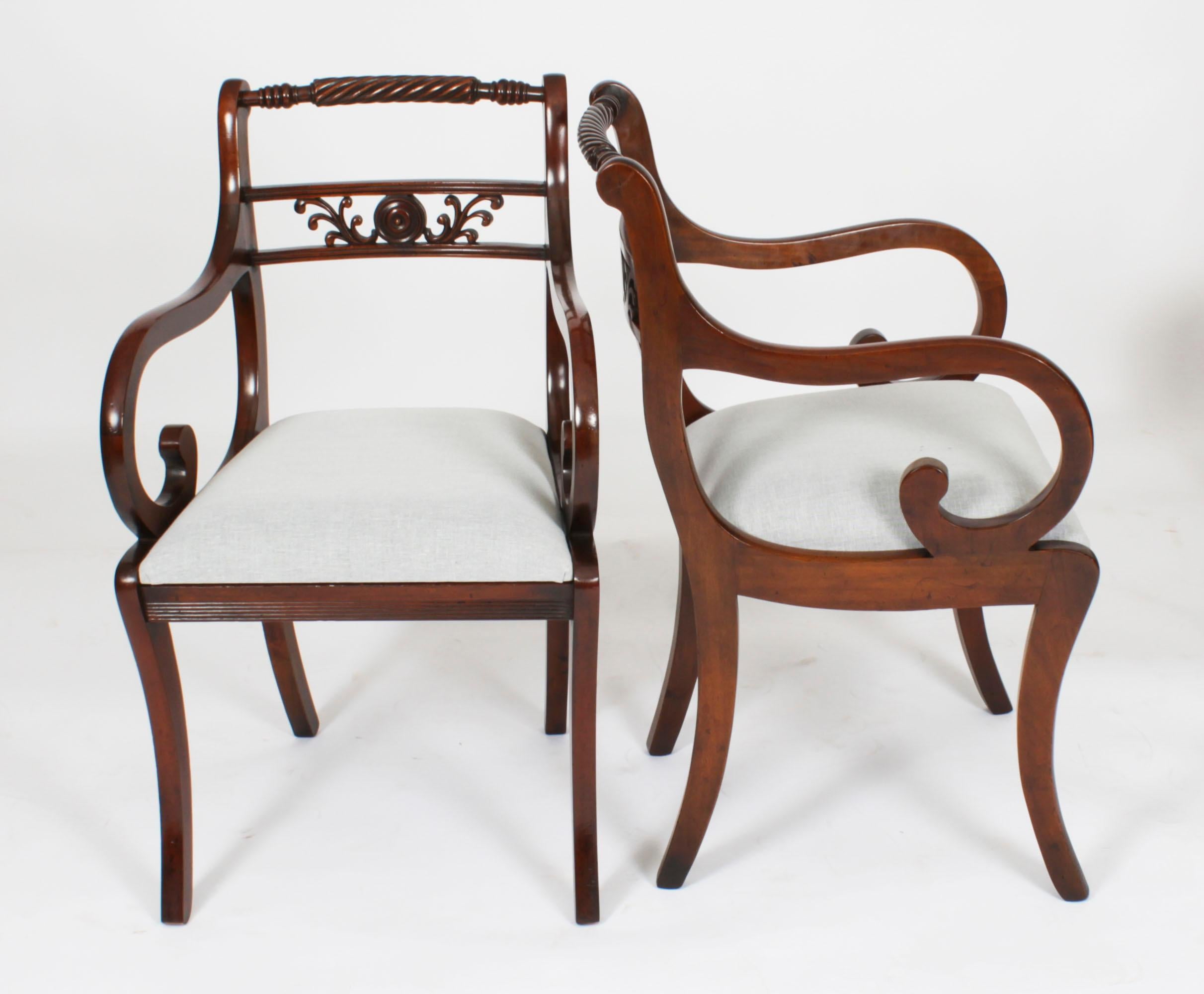 Vintage Set 12 English Regency Revival Rope Back Dining Chairs 20th C 5