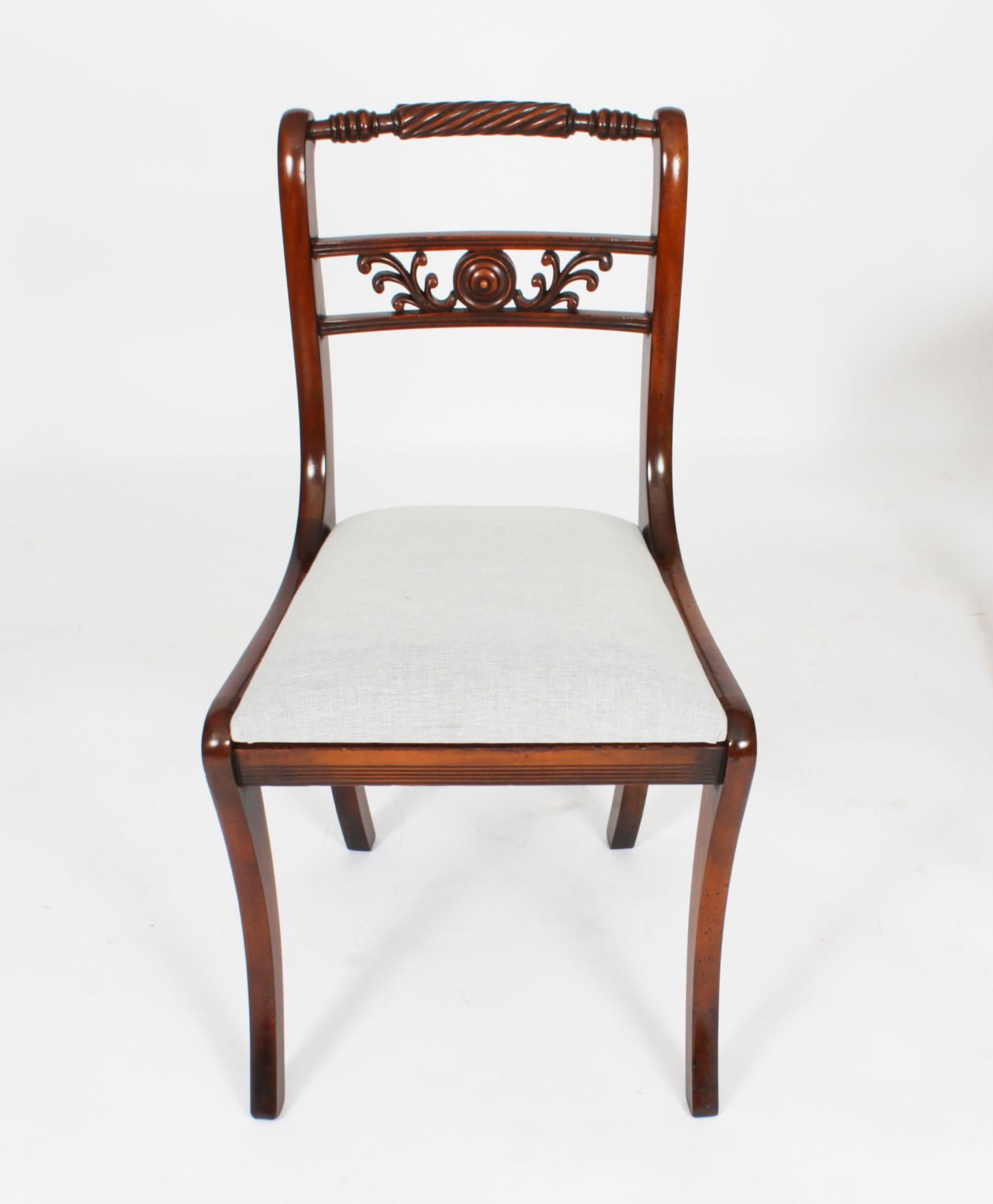 Vintage Set 12 English Regency Revival Rope Back Dining Chairs 20th C In Good Condition In London, GB