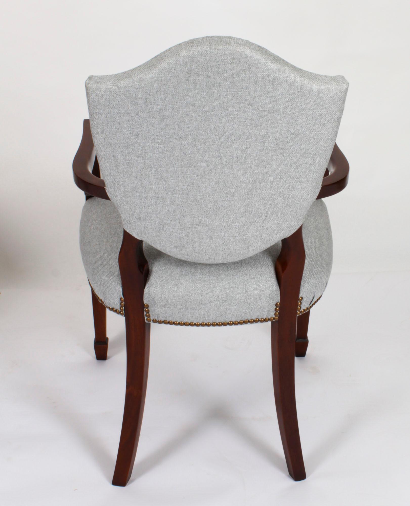 Vintage Set 12 Hepplewhite Revival Shield Back Dining Chairs 20th Century For Sale 13