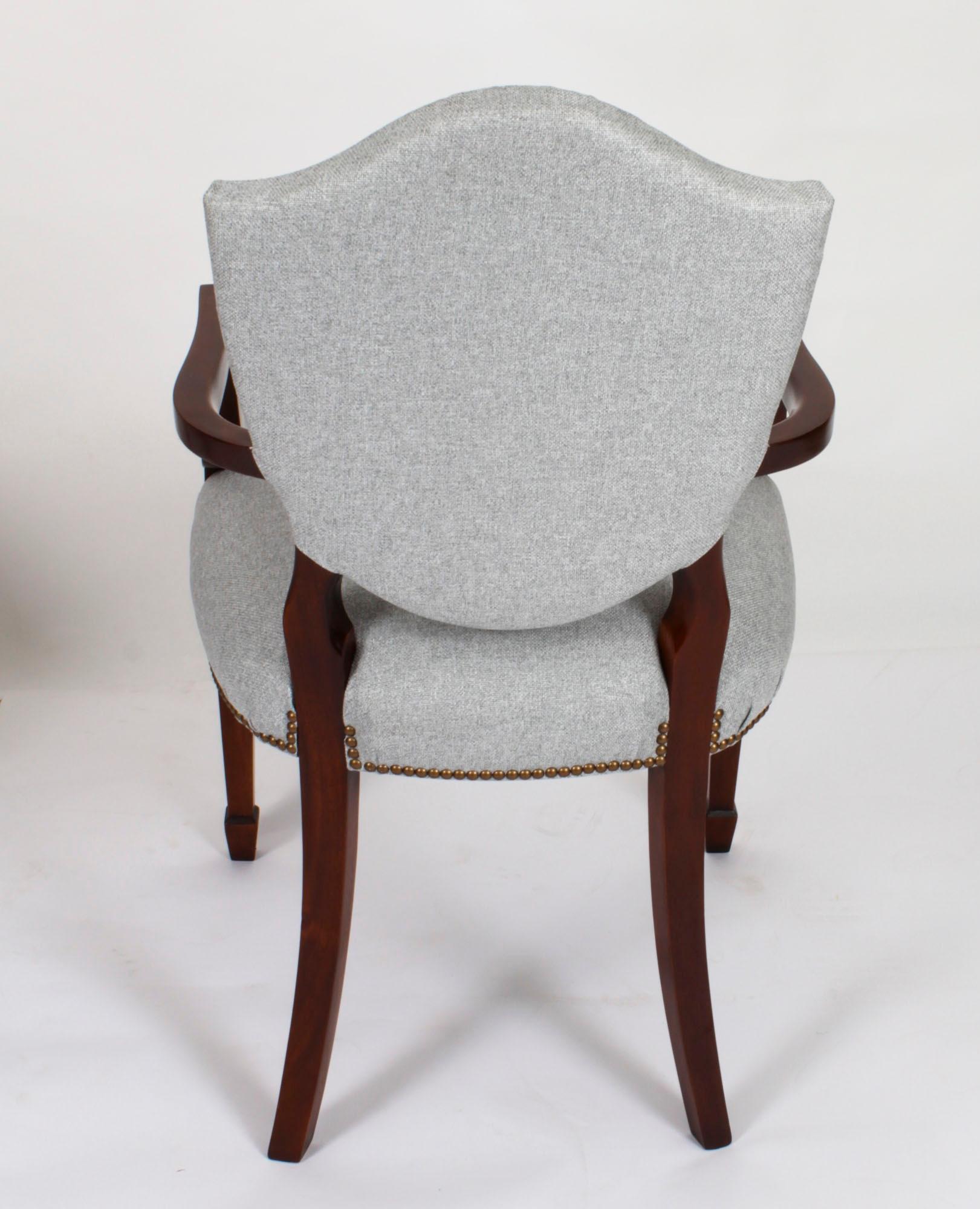 Vintage Set 12 Hepplewhite Revival Shield Back Dining Chairs 20th Century For Sale 16
