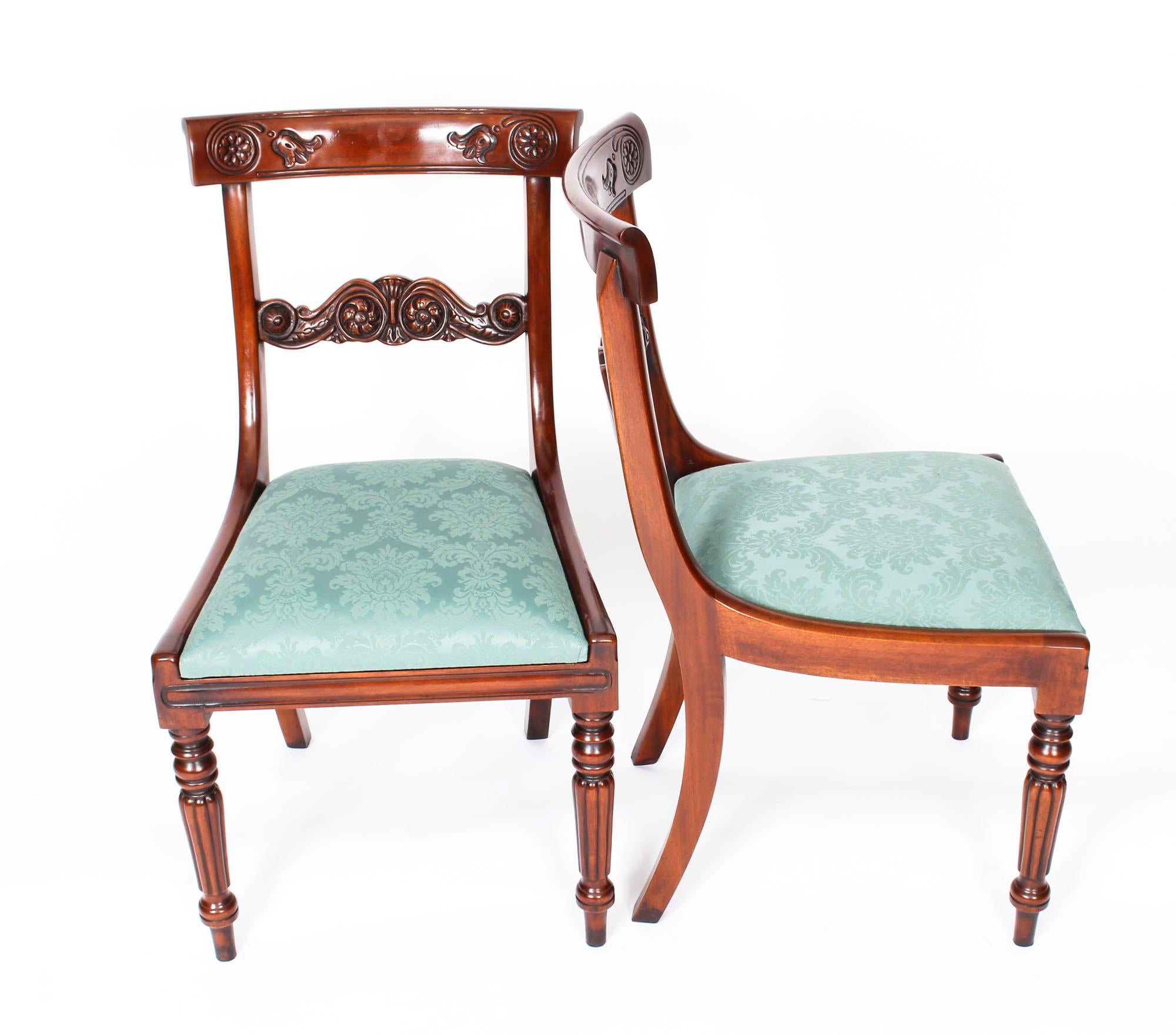 Vintage Set of 12 Mahogany Regency Revival Bar Back Dining Chairs, 20th Century 7