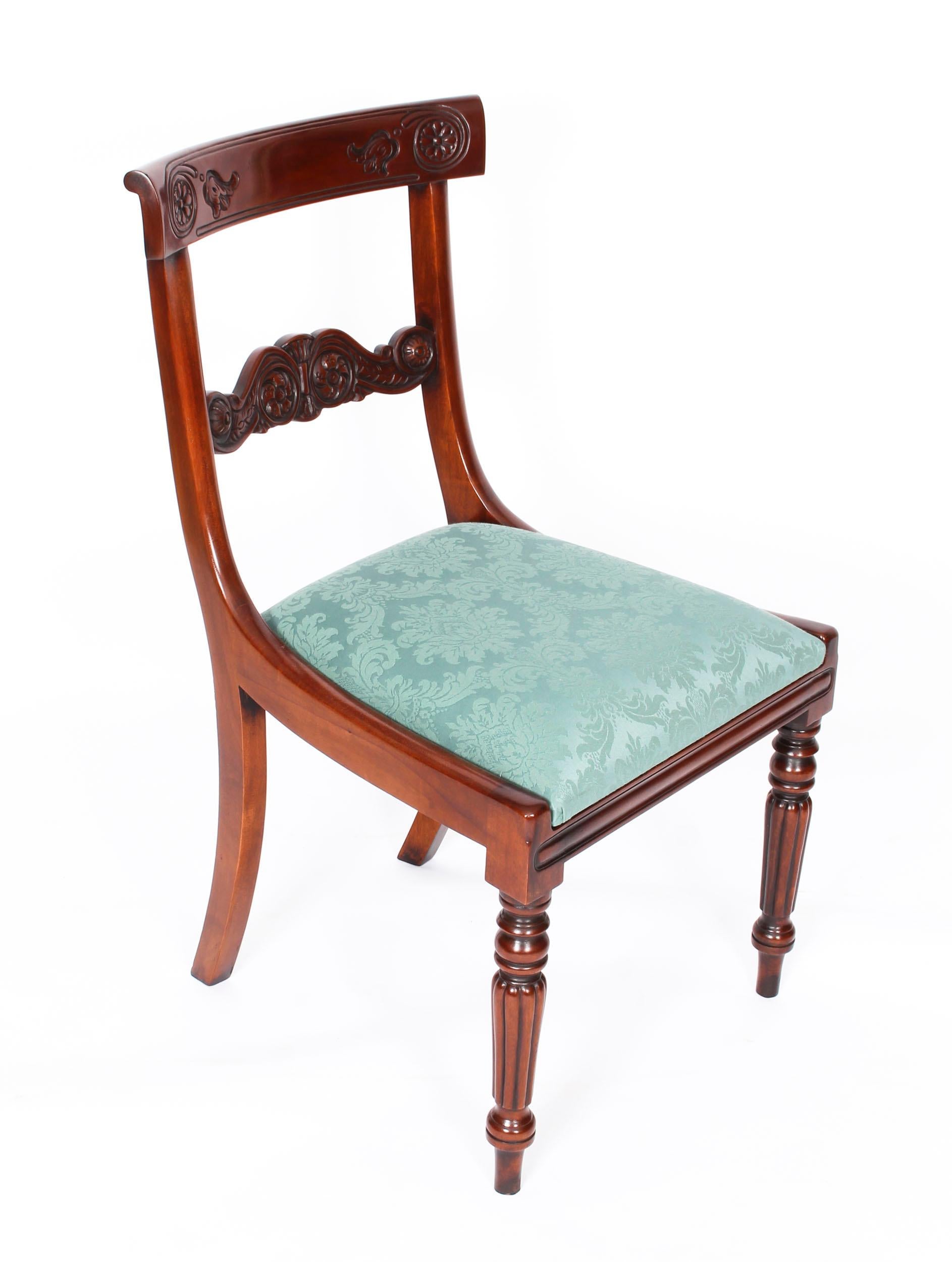 Vintage Set of 12 Mahogany Regency Revival Bar Back Dining Chairs, 20th Century 10