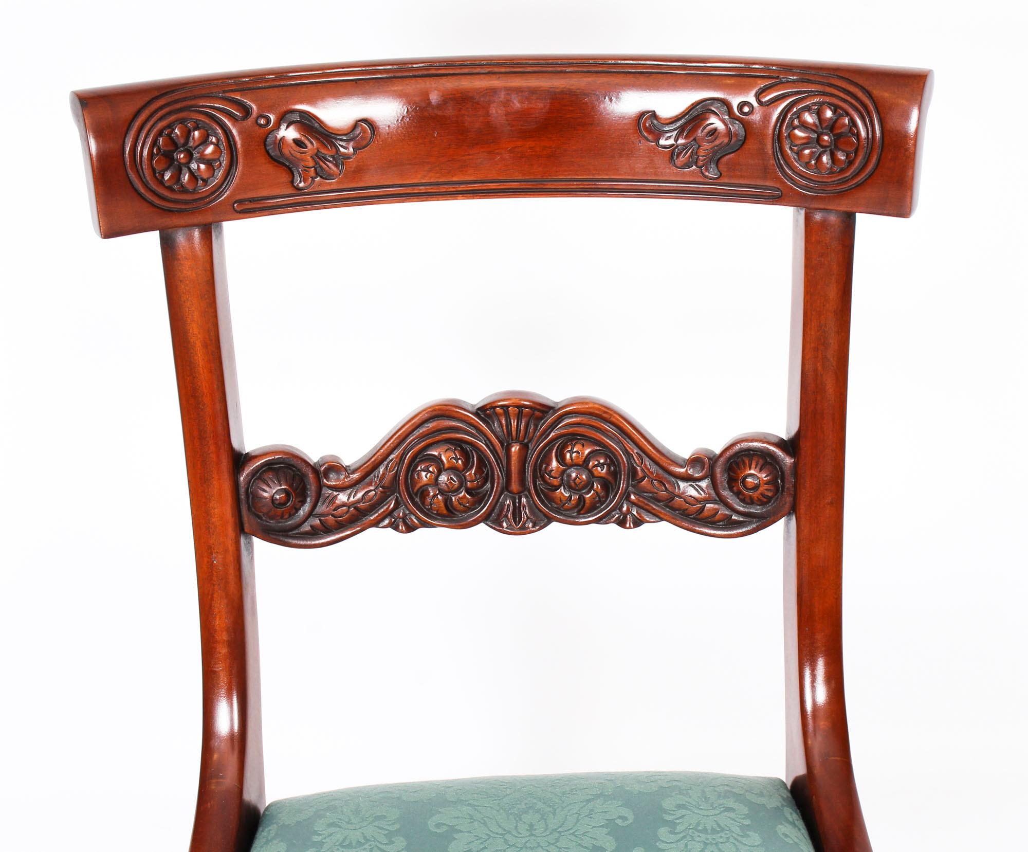 Vintage Set of 12 Mahogany Regency Revival Bar Back Dining Chairs, 20th Century 13