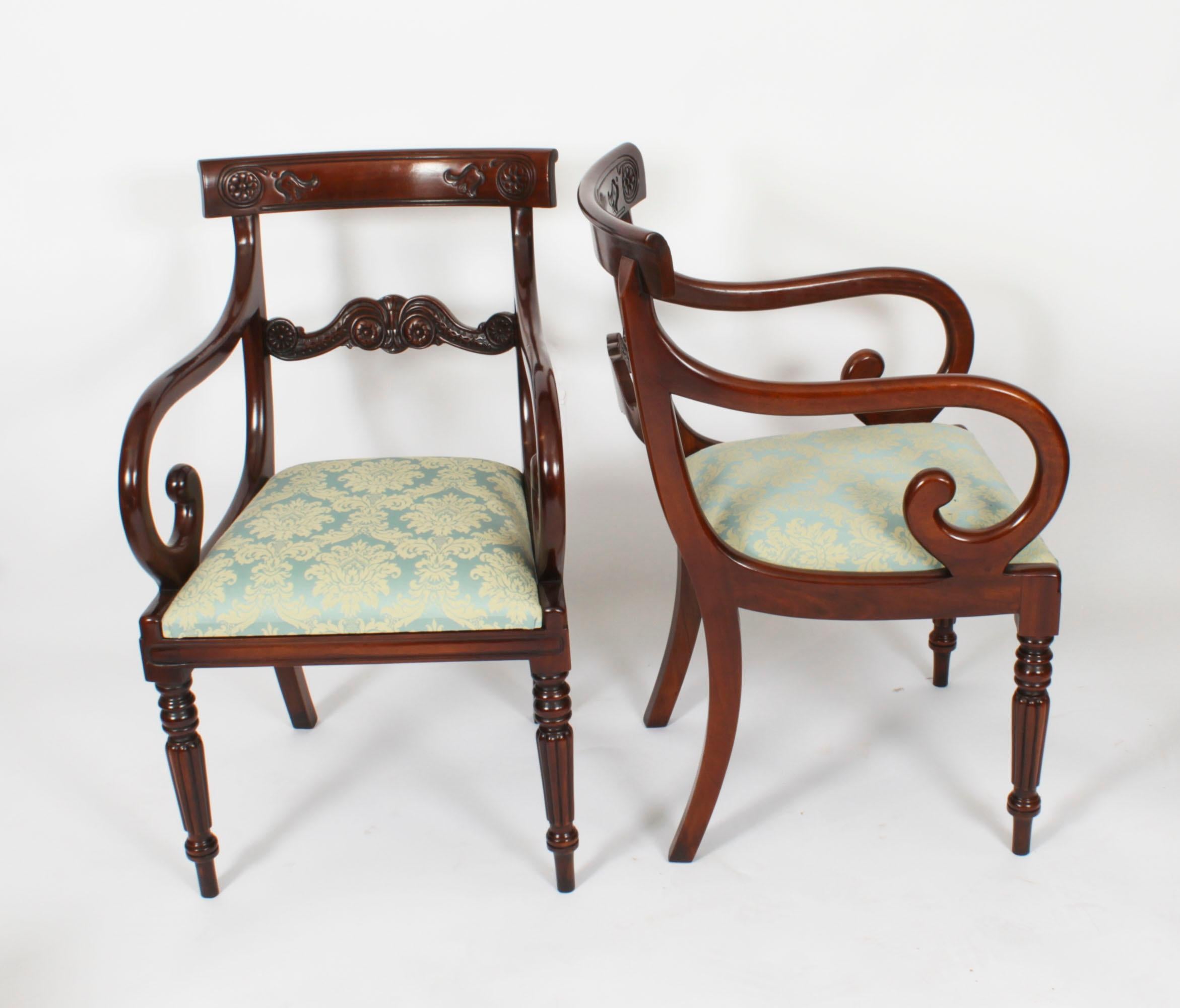 Vintage Set 12 Mahogany Regency Revival Bar Back Dining Chairs 20th Century For Sale 10