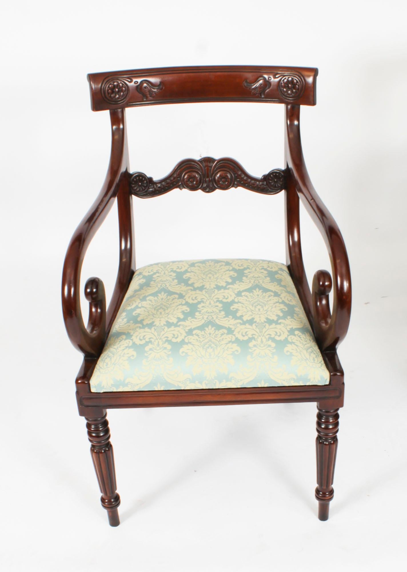 Vintage Set 12 Mahogany Regency Revival Bar Back Dining Chairs 20th Century For Sale 11