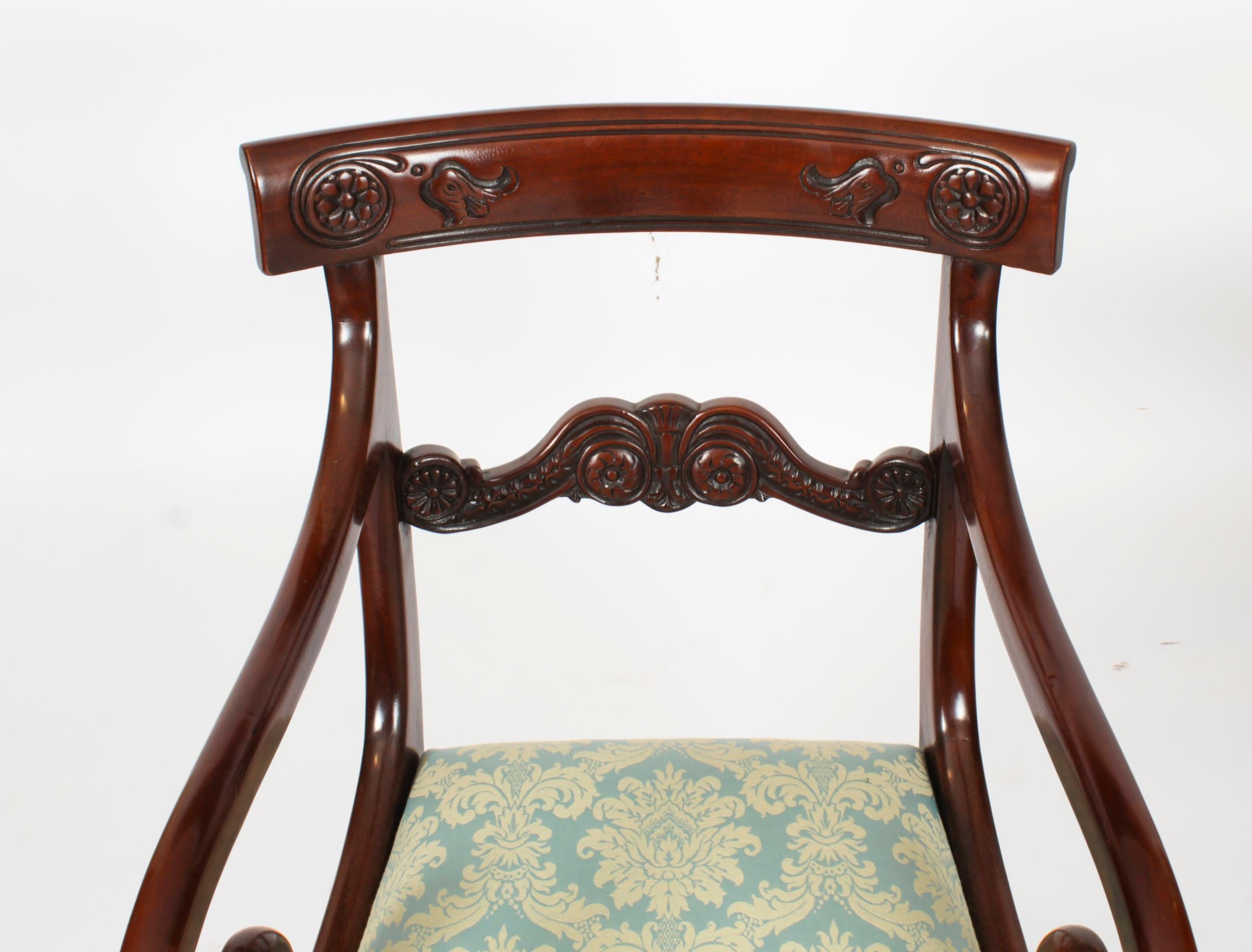Vintage Set 12 Mahogany Regency Revival Bar Back Dining Chairs 20th Century For Sale 12