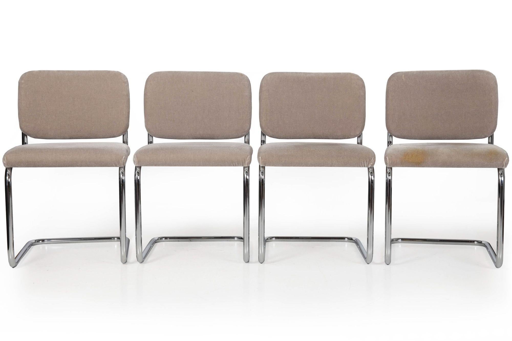SET OF TWELVE UPHOLSTERED CHROME 