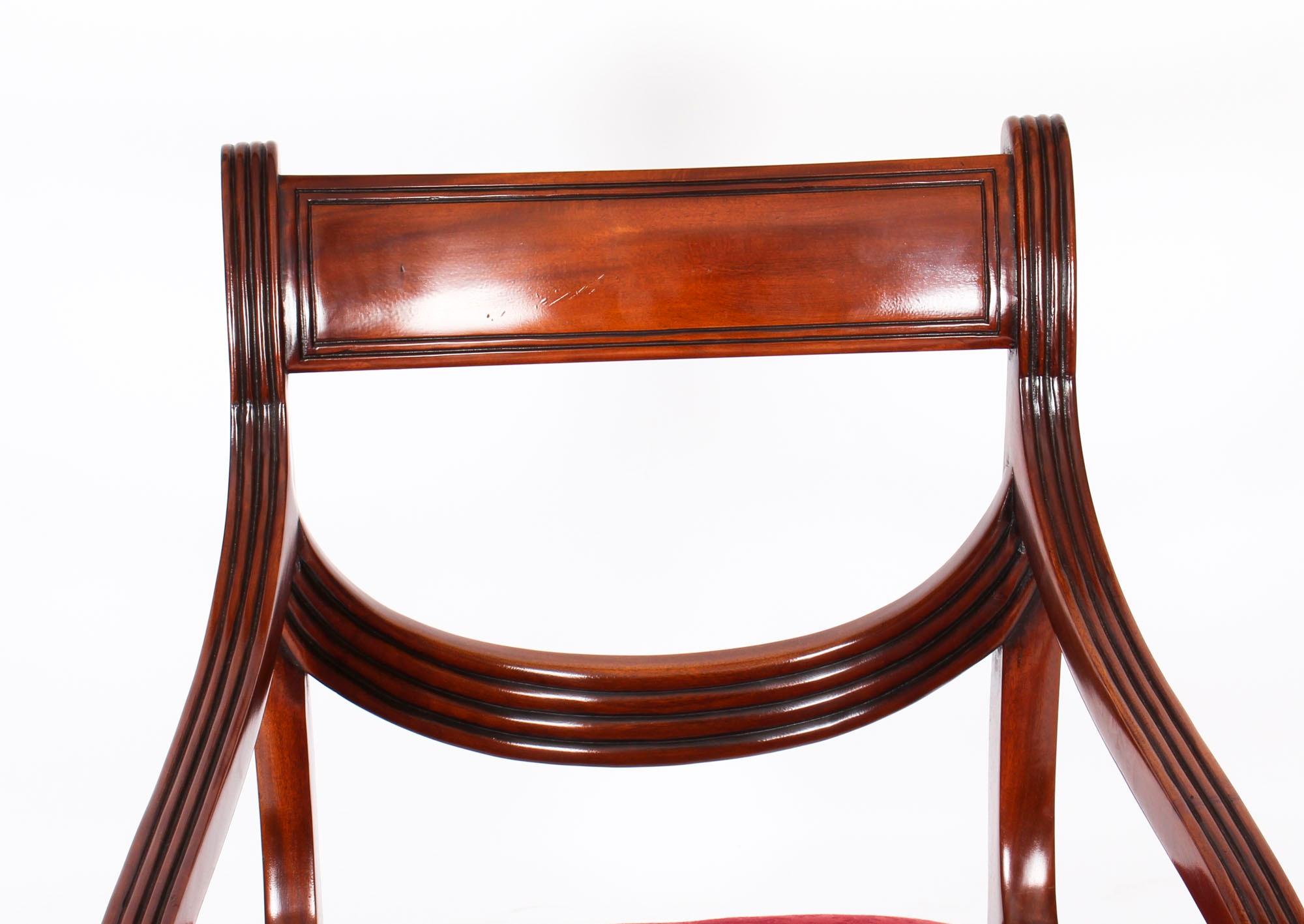 Vintage Set 12 Regency Revival Swag back Dining Chairs 20th Century For Sale 7