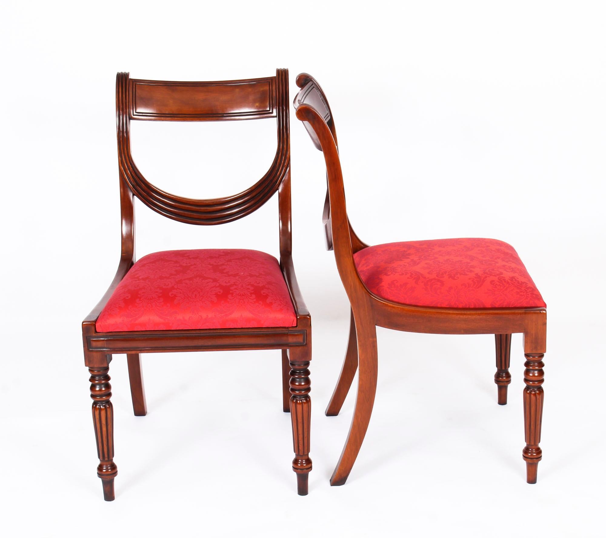 Vintage Set 12 Regency Revival Swag back Dining Chairs 20th Century For Sale 9