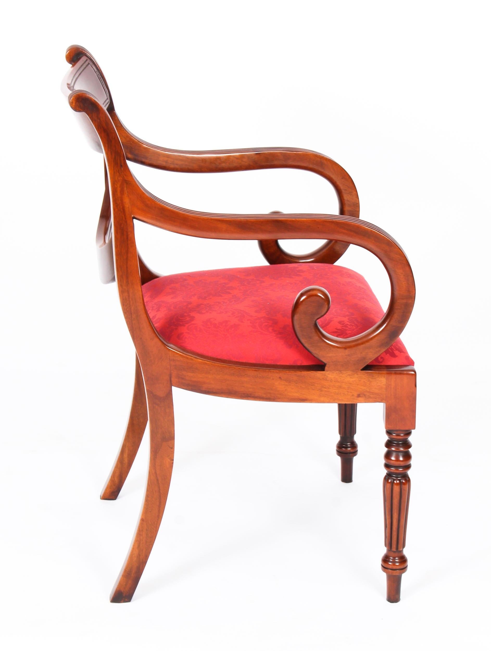 Mahogany Vintage Set 12 Regency Revival Swag back Dining Chairs 20th Century For Sale