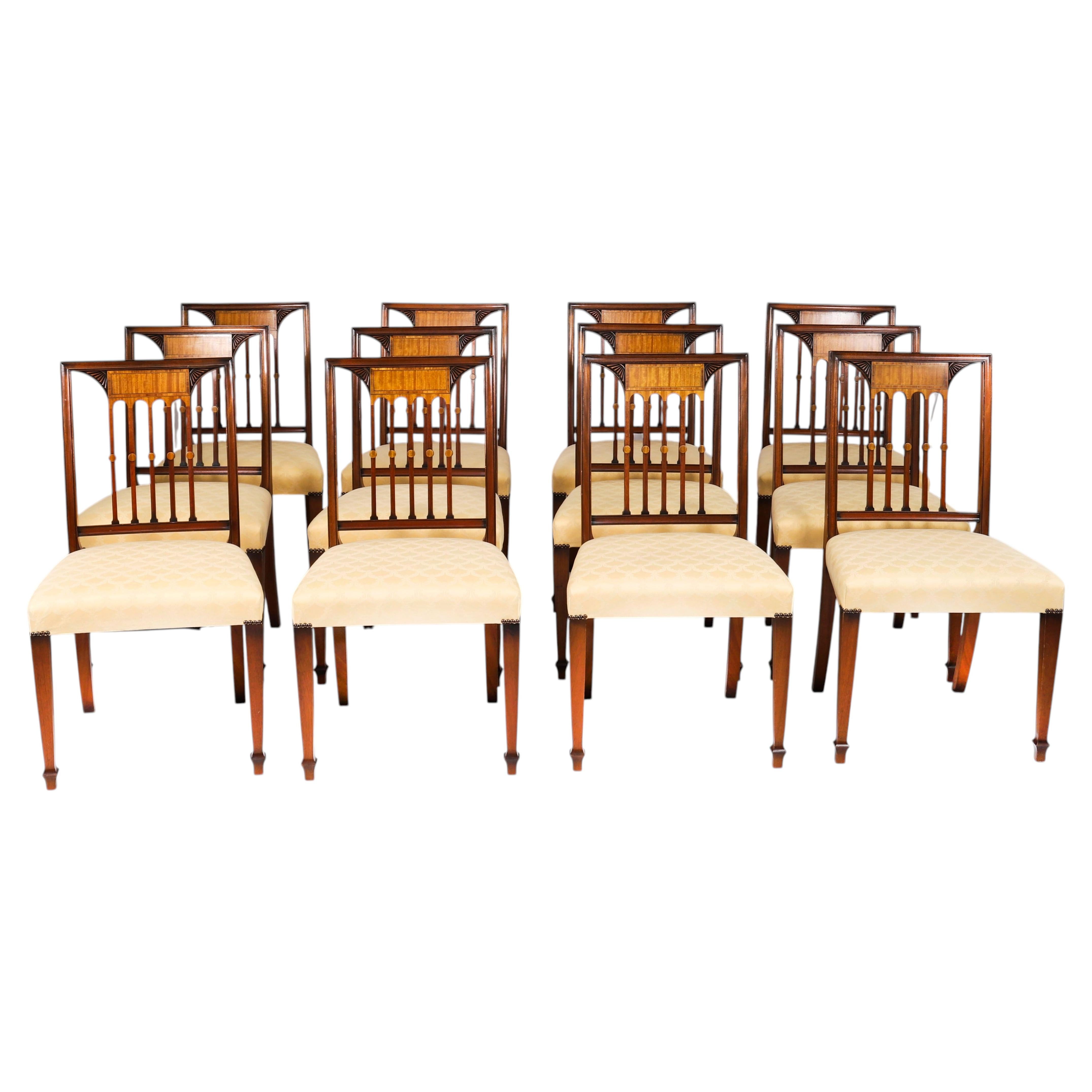 Vintage Set 12 Sheraton Revival Dining Chairs Harrods Late 20Century