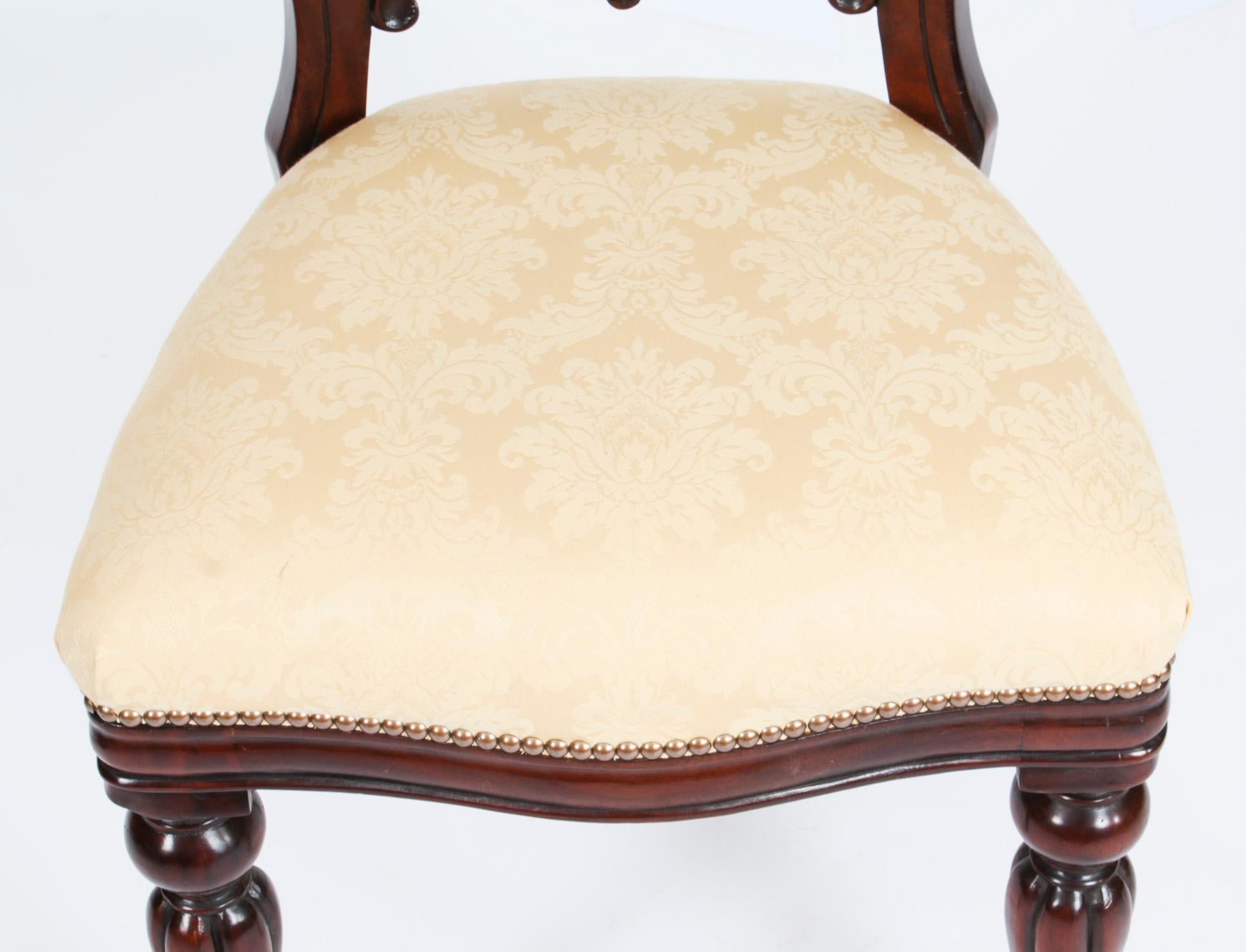 Vintage Set 12 Victorian Revival Balloon Back Dining Chairs 20th Century For Sale 10