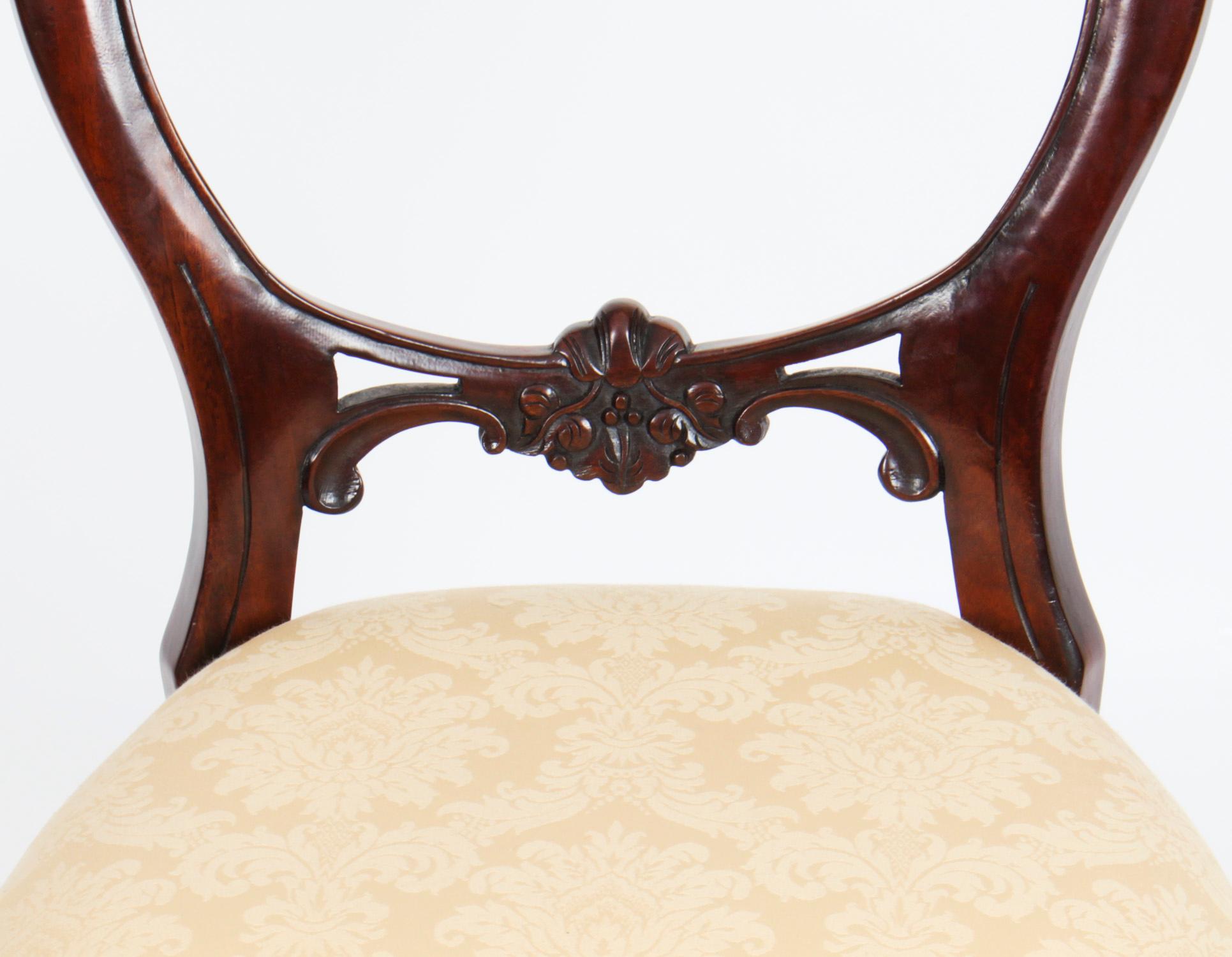 Vintage Set 12 Victorian Revival Balloon Back Dining Chairs 20th Century For Sale 11
