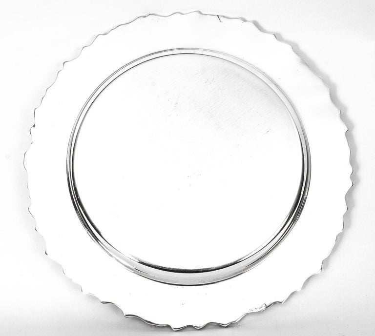 Vintage Set 14 Silver Plated Under Plates Mid 20th C For Sale at 1stDibs