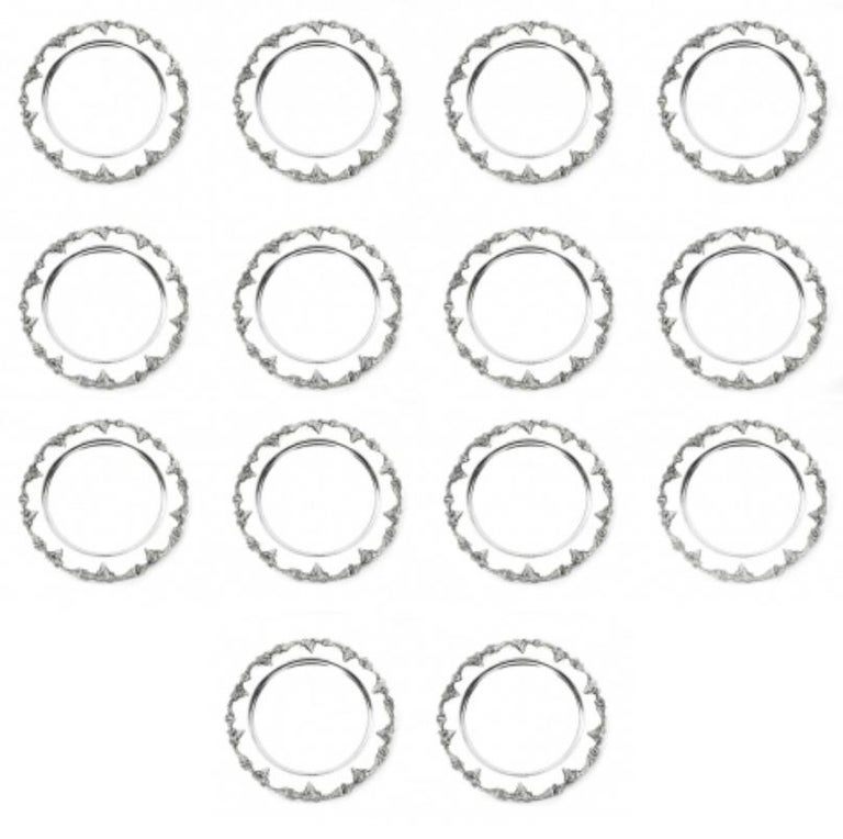 Vintage Set 14 Silver Plated Under Plates Mid 20th C For Sale at 1stDibs