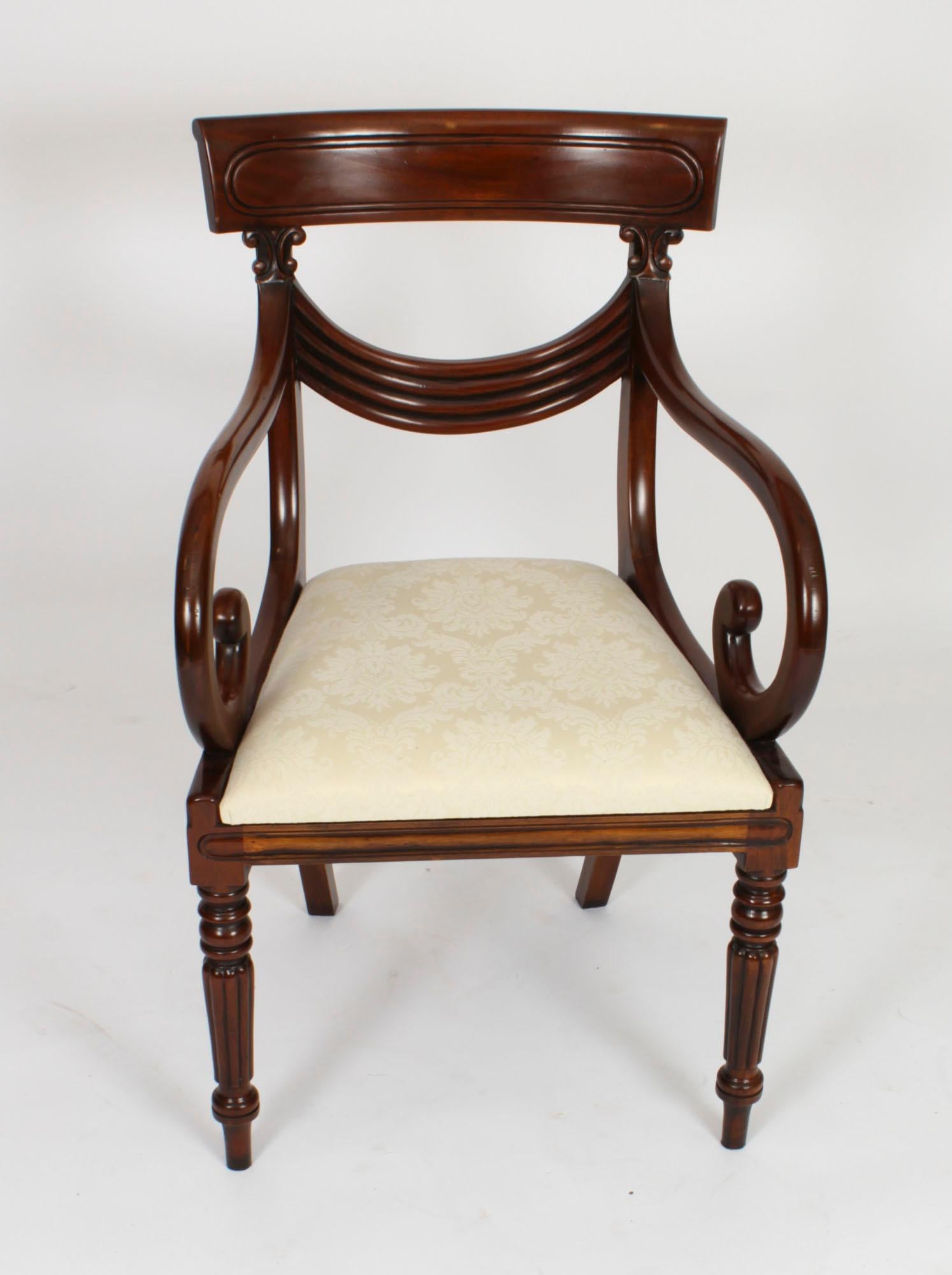 Vintage Set 14 Regency Revival Swag Back Dining Chairs 20th Century For Sale 9
