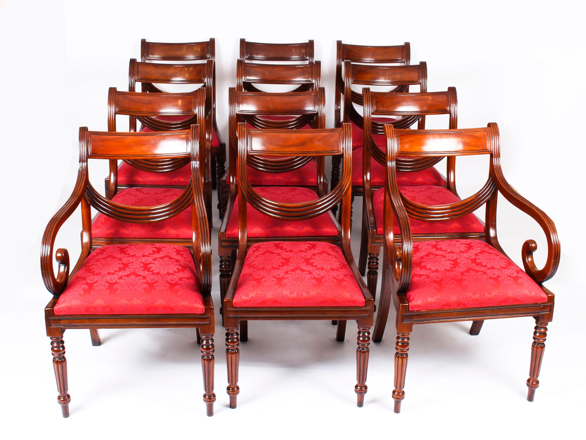 Vintage Set 14 Regency Revival Swag Back Dining Chairs, 20th Century 15