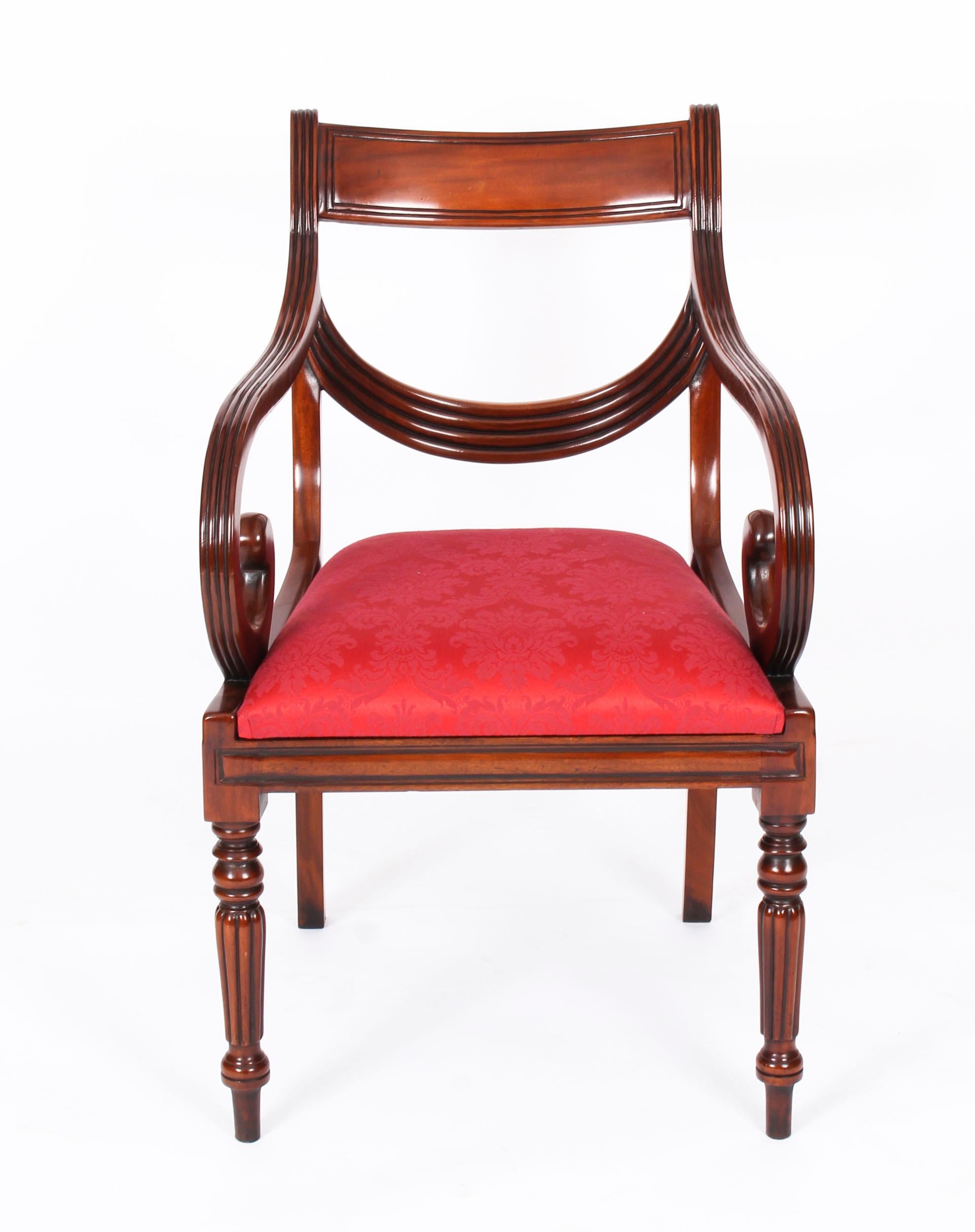Mahogany Vintage Set 14 Regency Revival Swag Back Dining Chairs, 20th Century