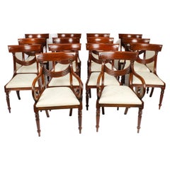 Antique Set 14 Regency Revival Swag Back Dining Chairs 20th Century
