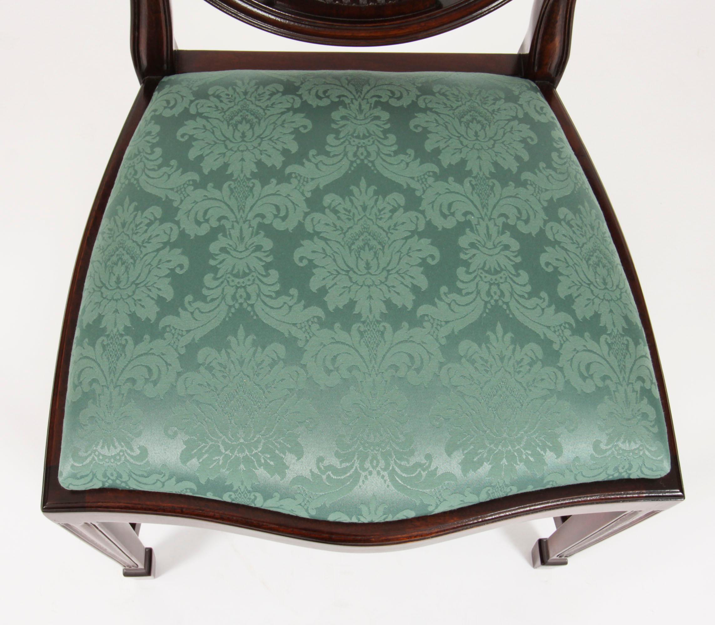 Mahogany Vintage Set 14 Wheatsheaf Shieldback Dining Chairs 20th Century  For Sale
