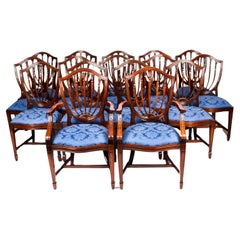 Used Set 18 English Hepplewhite Revival Dining Chairs 20th Century