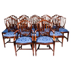 Vintage Set 18 English Hepplewhite Revival Dining Chairs 20th Century