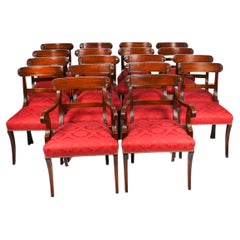 Vintage Set 18 English Regency Revive Bar Back Dining Chairs 20th C