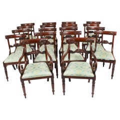 Vintage Set 18 Mahogany Regency Revival Bar Back Dining Chairs 20th Century