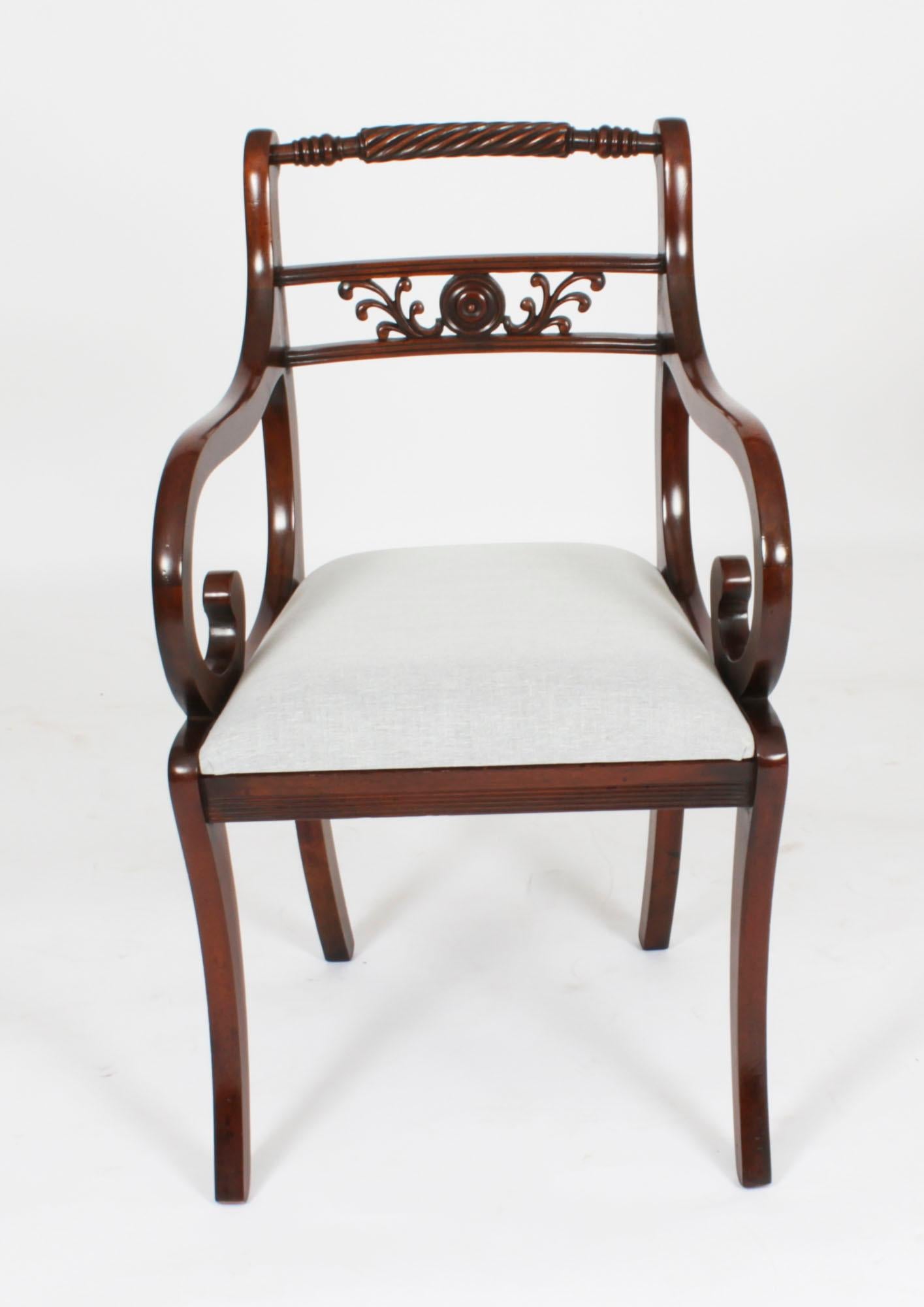 Vintage Set 20 English Regency Revival Rope Back Dining Chairs 20th C 7