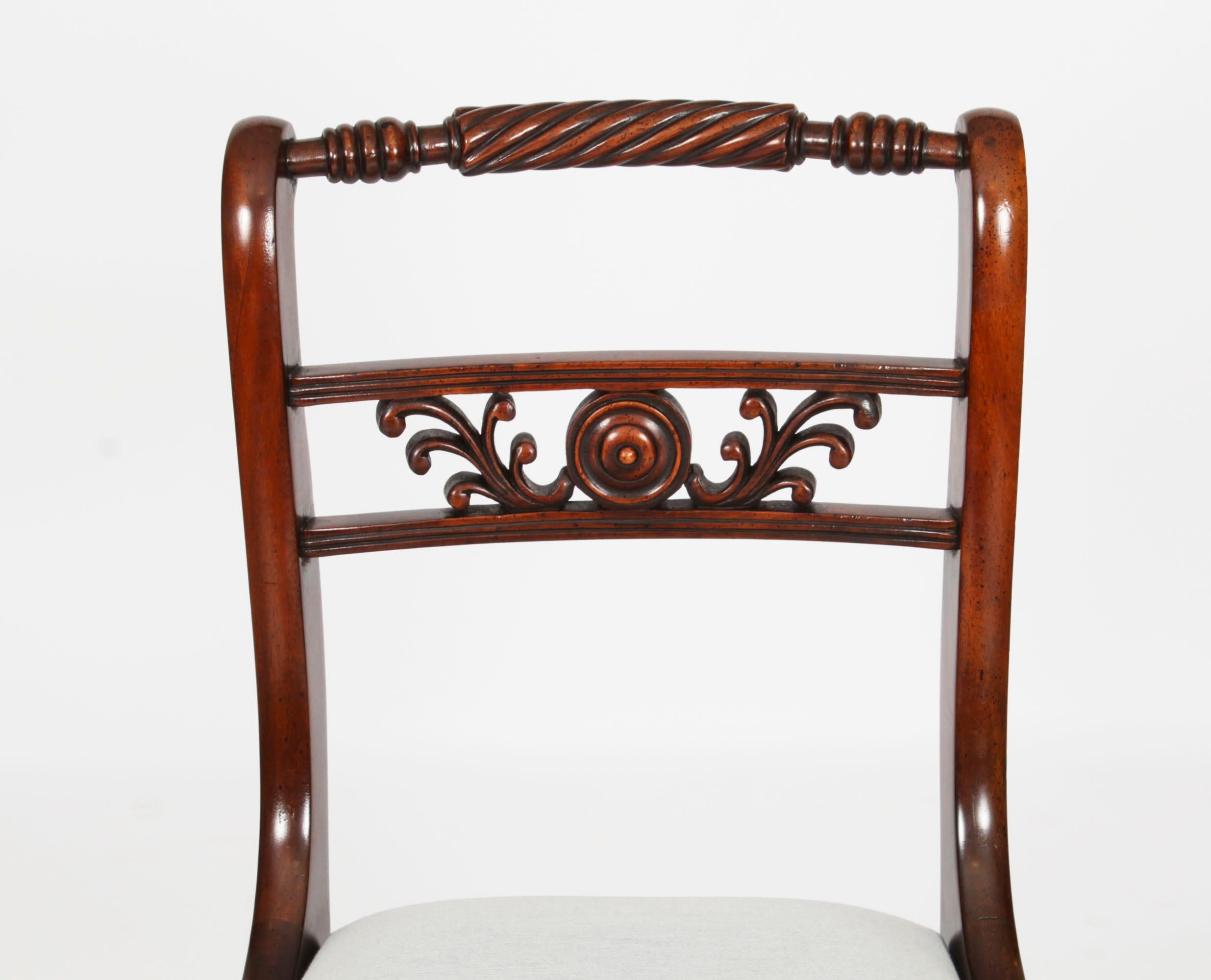 Mahogany Vintage Set 20 English Regency Revival Rope Back Dining Chairs 20th C