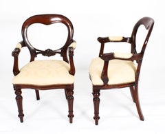 Vintage Set 20 Victorian Revival Balloon back Dining Chairs 20th Century