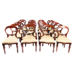 Vintage Set 20 Victorian Revival Balloon back Dining Chairs 20th Century