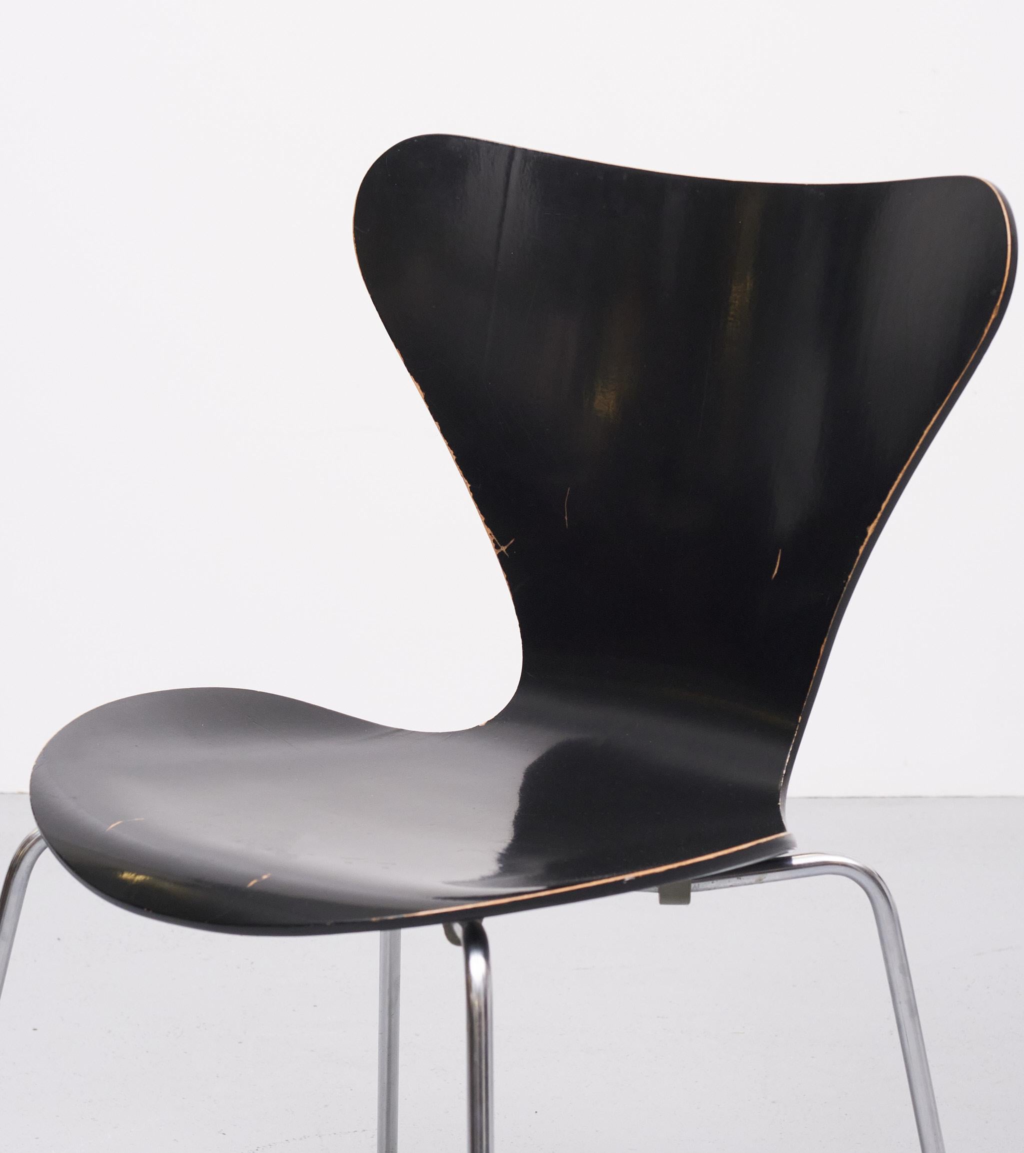 Fin du 20e siècle Ensemble vintage 3107 chaises papillon design Arne Jacobsen pour Fritz Hansen en vente
